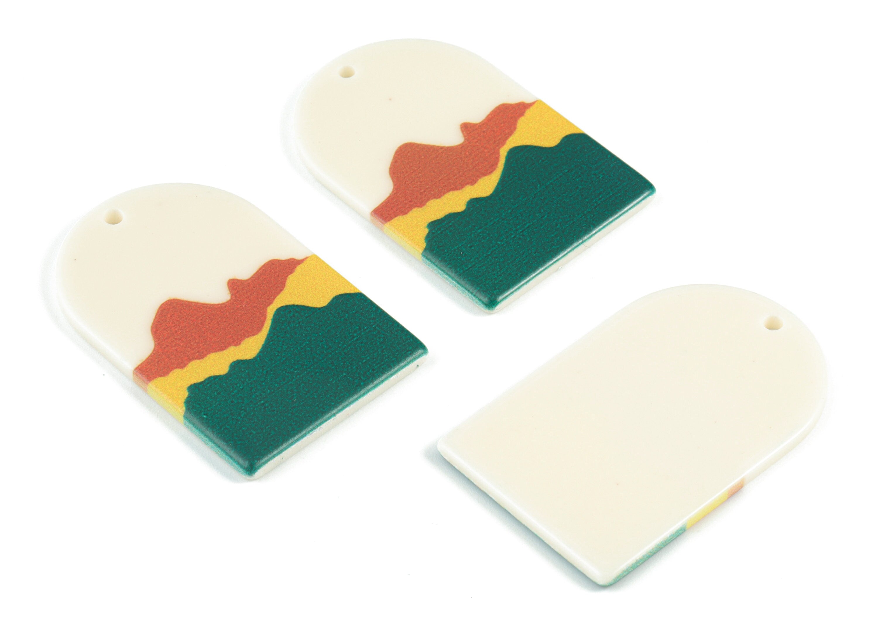 Acrylic Domed Mountain Earring Charms - Hill Oval Domed Charms Pastel Earrings - Jewelry Making Supplies - 39.78x25.59x2.32mm - AC2061B - DOMEDBAZAAR