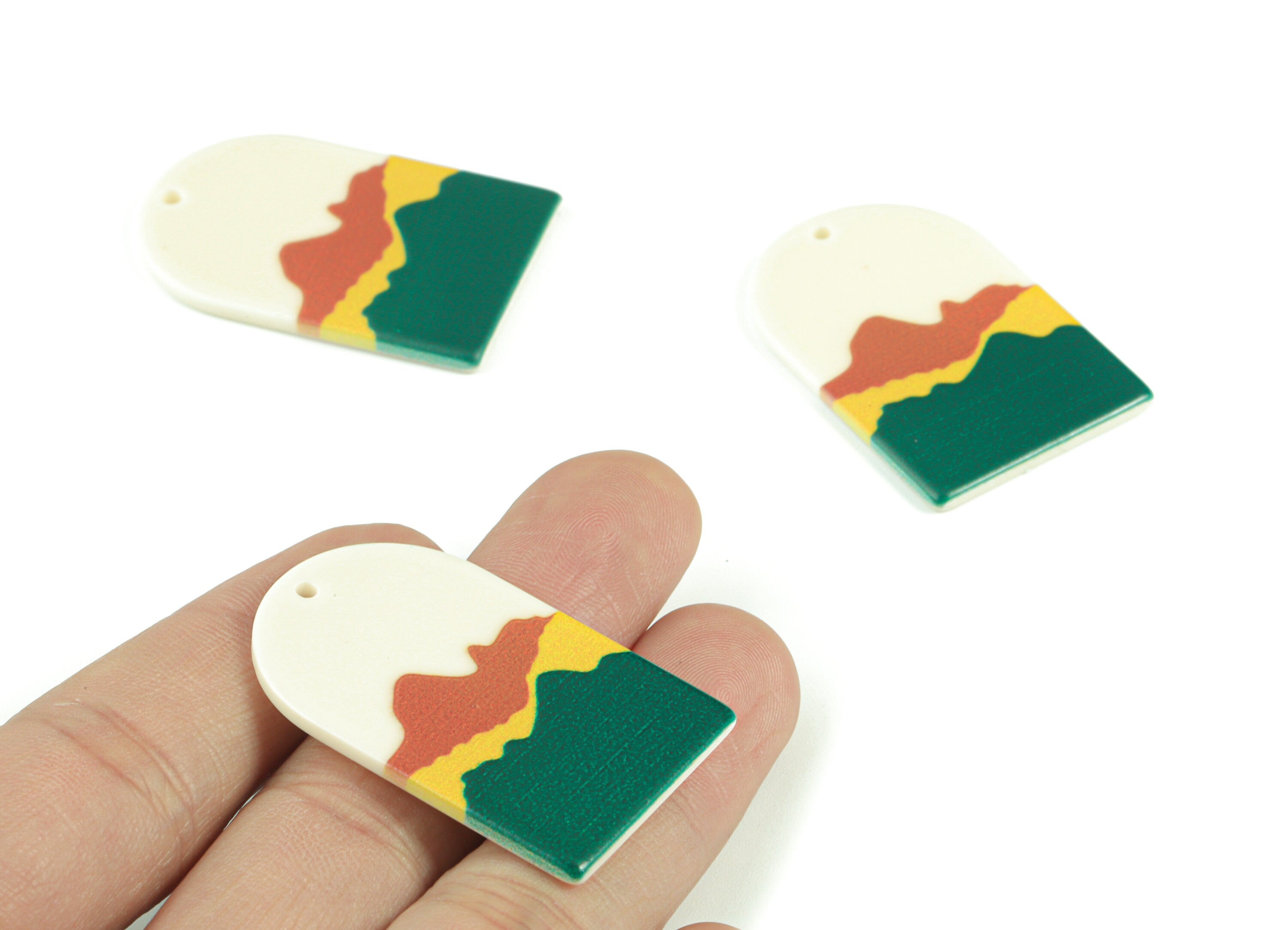 Acrylic Domed Mountain Earring Charms - Hill Oval Domed Charms Pastel Earrings - Jewelry Making Supplies - 39.78x25.59x2.32mm - AC2061B - DOMEDBAZAAR