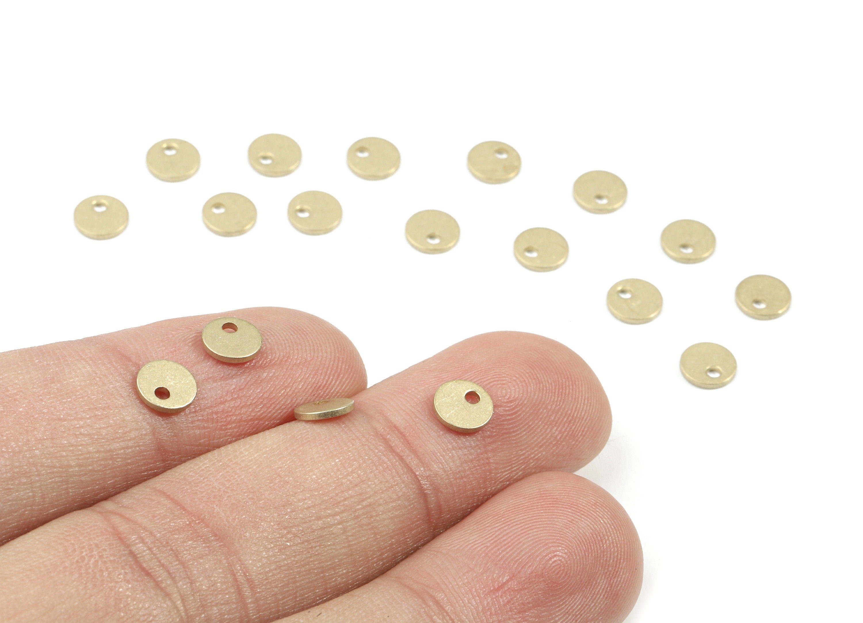 Brass Mini Circle Earring Charms - Raw Brass Mini Round Pendant - Jewelry Making Supplies - 5.48x5.48x0.79mm - PP3468 - DOMEDBAZAAR