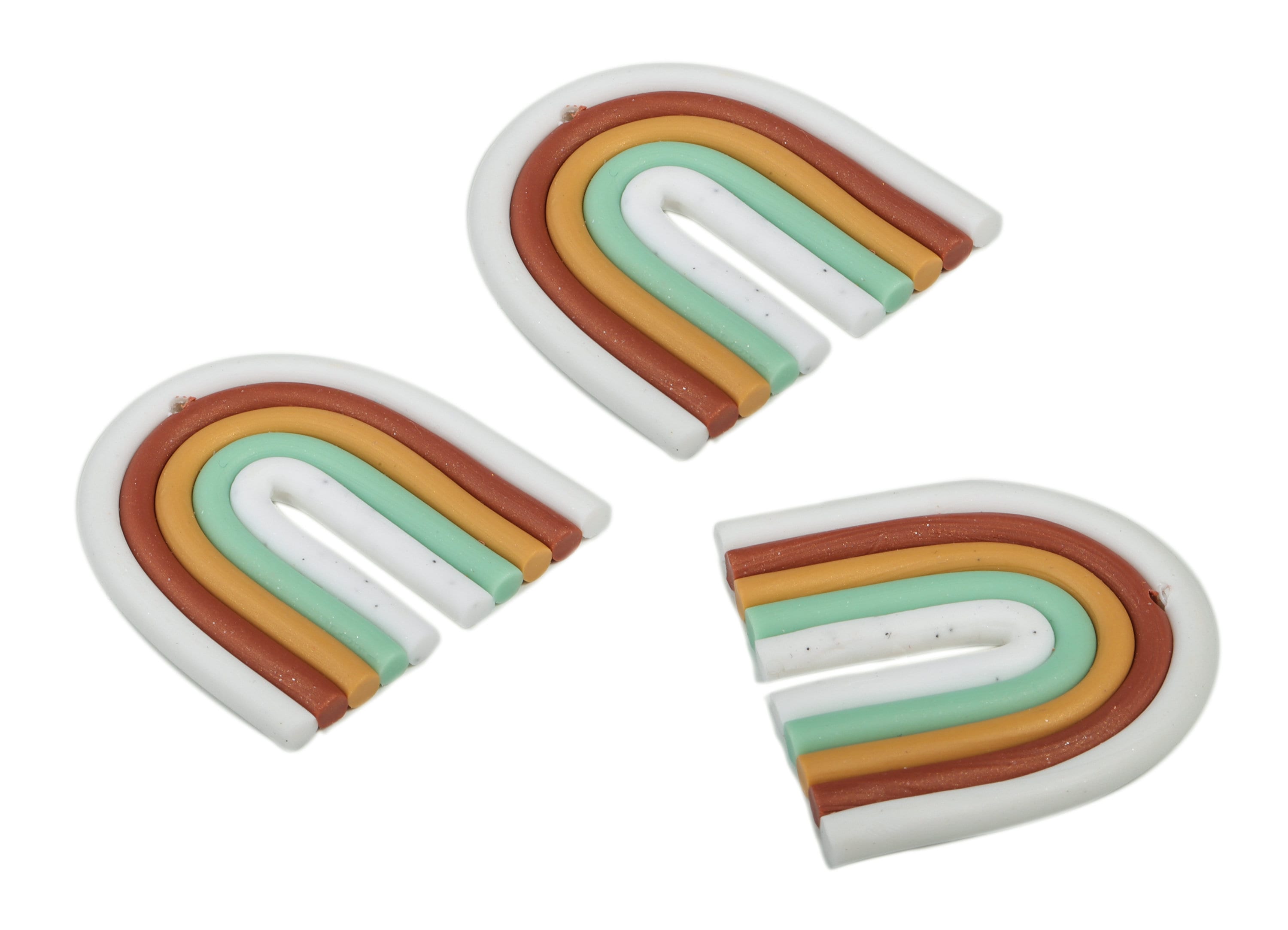PolymerClay Rainbow Earring Charms - PolymerClay Rainbow Pandant - Earring Findings - Jewelry Handmade - 38.43x38.74x3.52mm - PC2250D - DOMEDBAZAAR