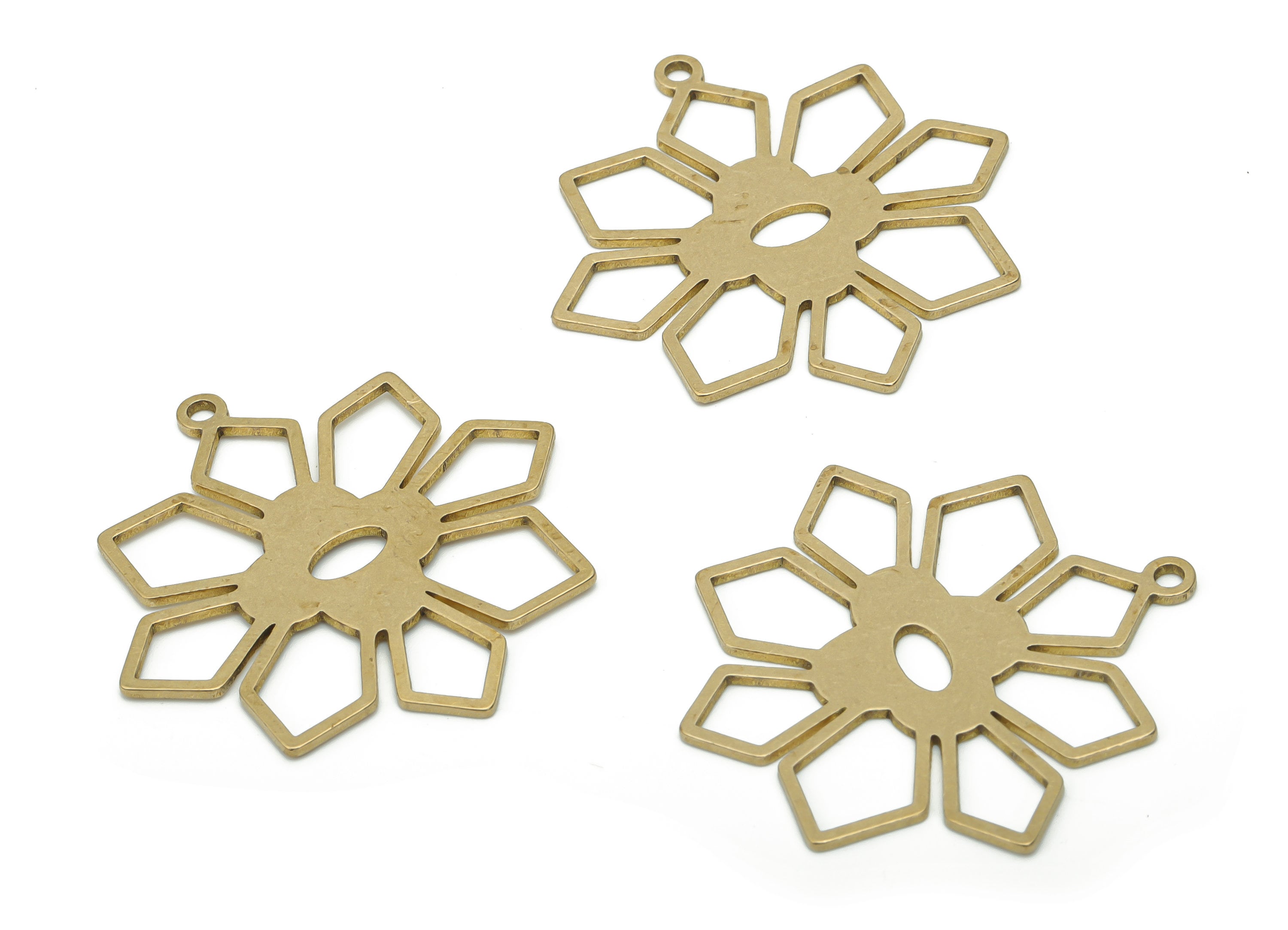 Brass Flower Earring Charms - Raw Brass Flower Pendant - DIY Jewelry Making Supplies - 35.64x35.34x0.88mm - PPA1778 - DOMEDBAZAAR