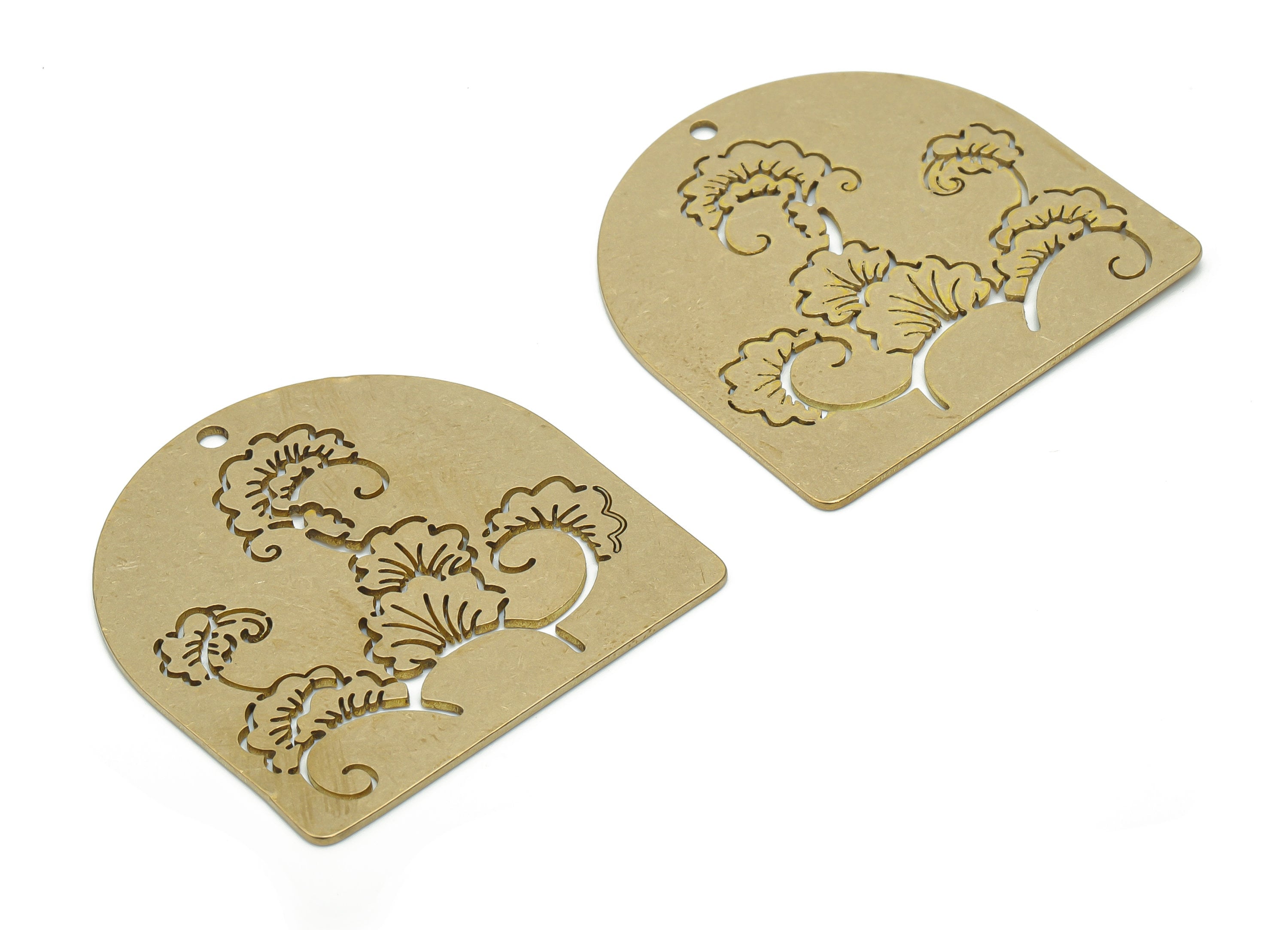 Brass Diamond Flower Earring Charms - Raw Brass Flower Diamond Pendant - Jewelry Making Supplies - 34.88x34.85x0.78mm - PPA1653 - DOMEDBAZAAR