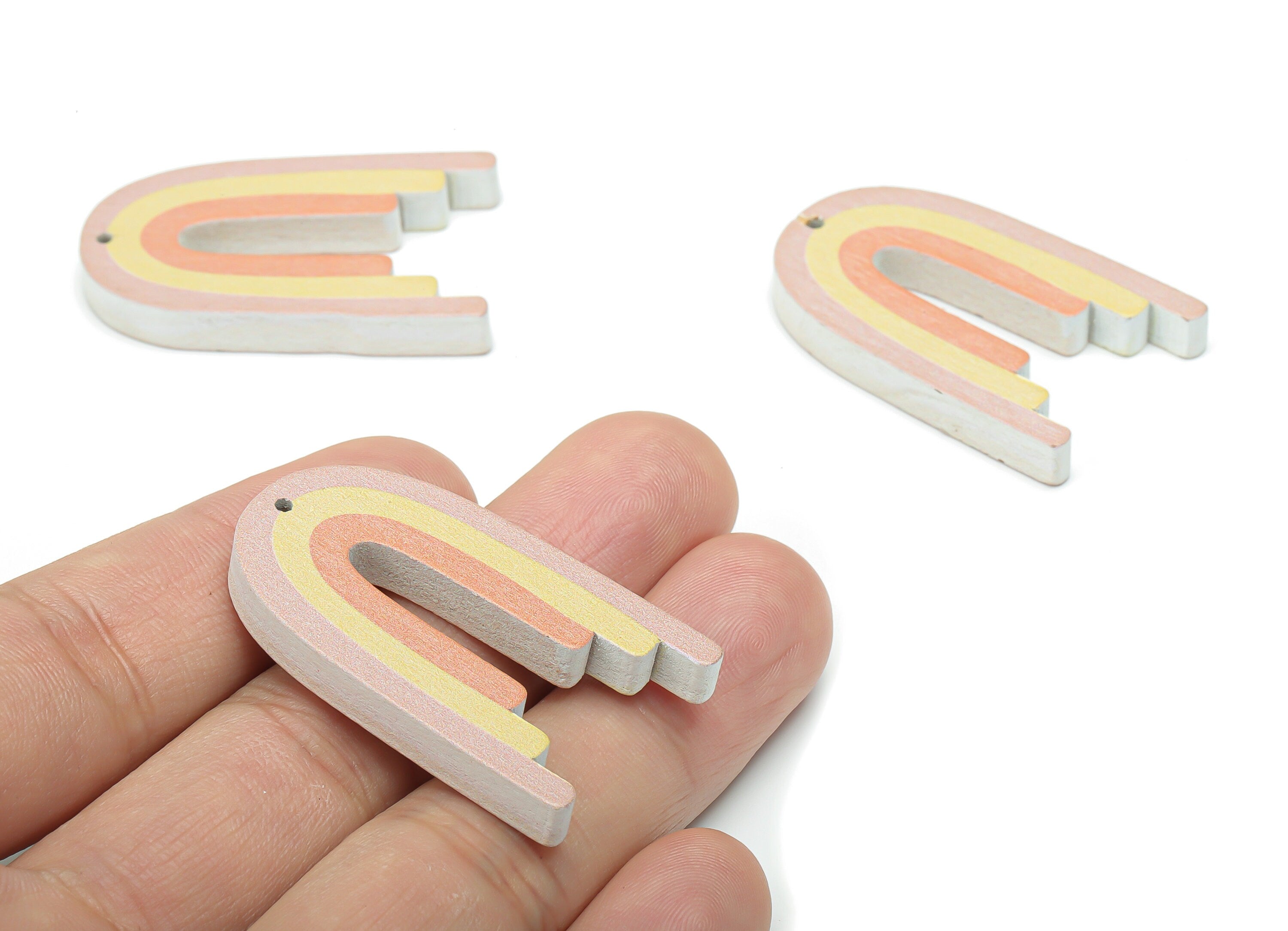 Poplar Plywood Rainbow Earring Charms - Poplar Plywood Rainbow Pendant - DIY Jewelry Making Supplies - 40.32x24.58x5.14mm - BB1146 - DOMEDBAZAAR