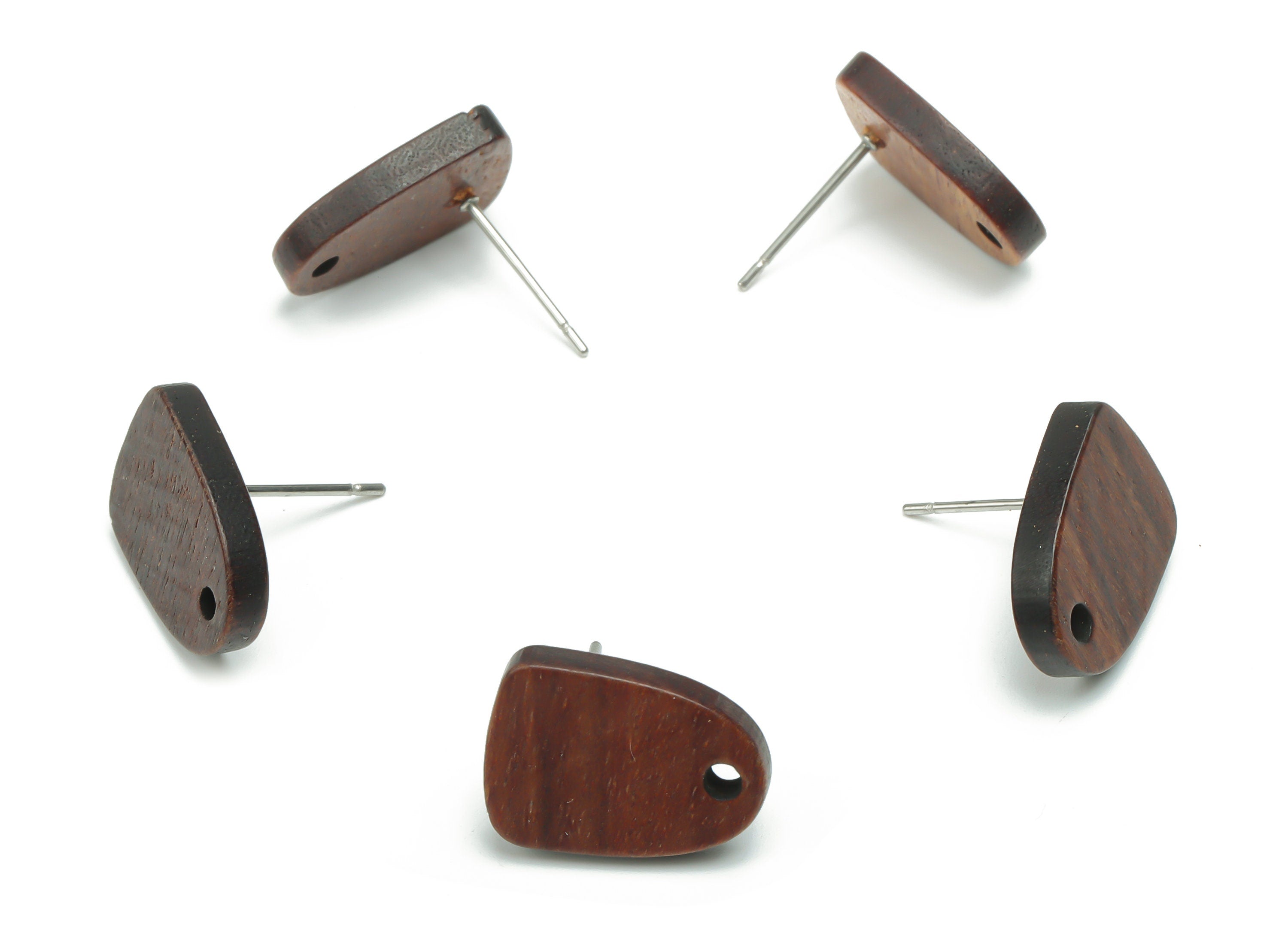 Natural Wood Drop Earring Stud - Drop Earring Post - 316 Surgical Stainless Steel - Jewelry Making Supplies - 15.08x11.2x2.61mm - BB1171 - DOMEDBAZAAR