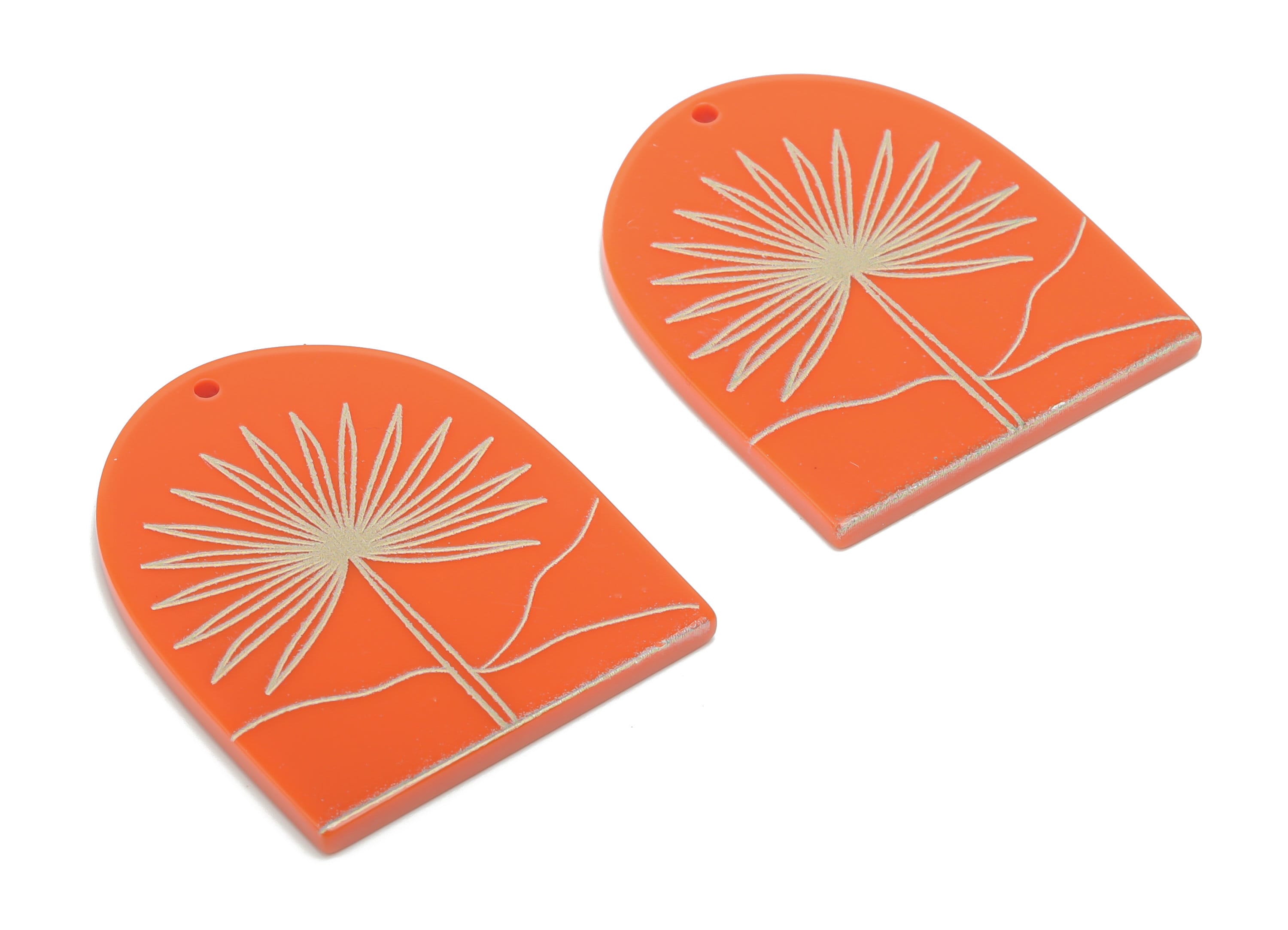 Acrylic Domed Lupin Earring Charms - Acrylic D Flower Pendant - Jewelry Supplies - Color Code: A808 - 37.66x30.82x2.54mm - AC2402-A808 - DOMEDBAZAAR