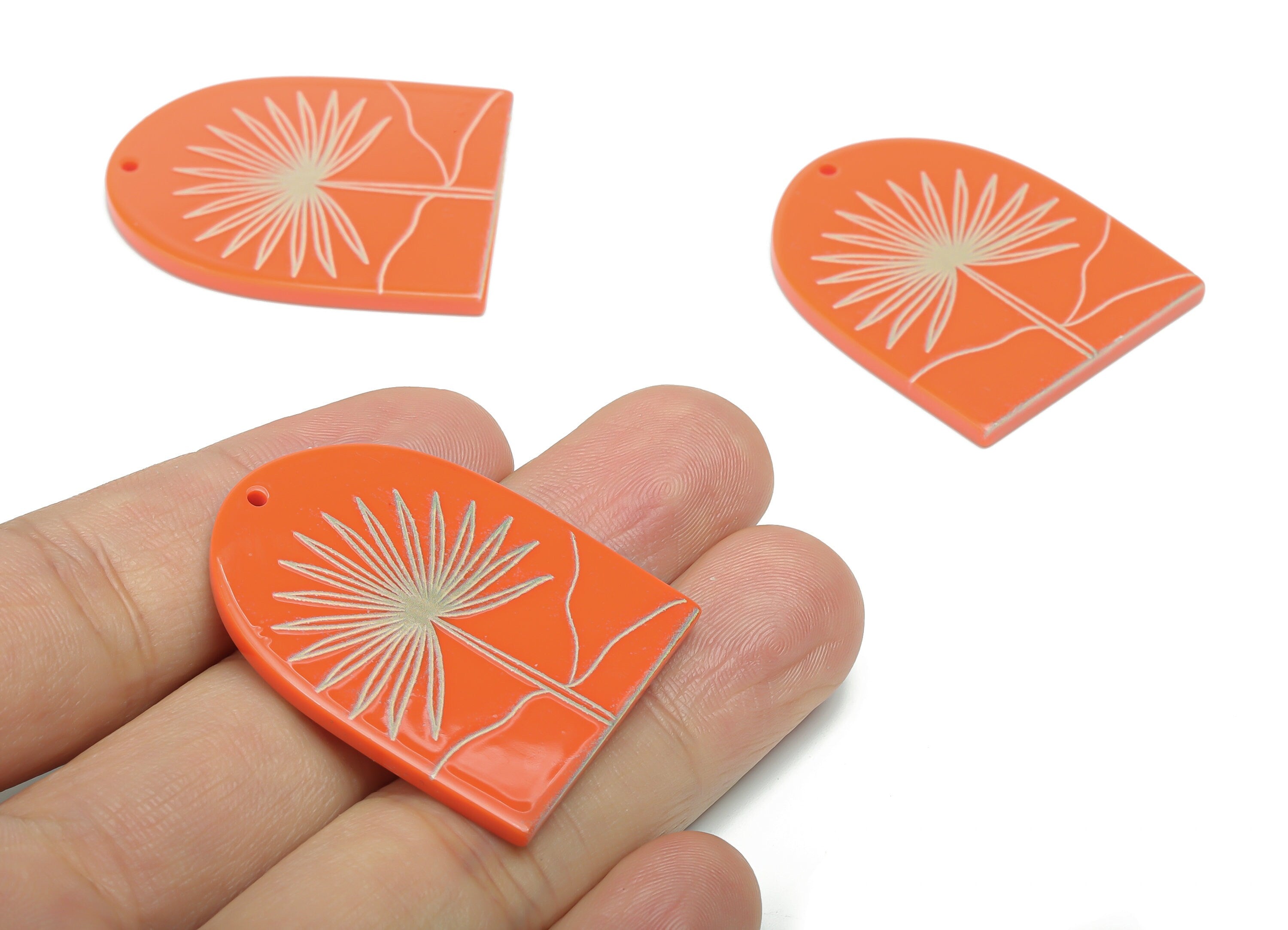 Acrylic Domed Lupin Earring Charms - Acrylic D Flower Pendant - Jewelry Supplies - Color Code: A808 - 37.66x30.82x2.54mm - AC2402-A808 - DOMEDBAZAAR