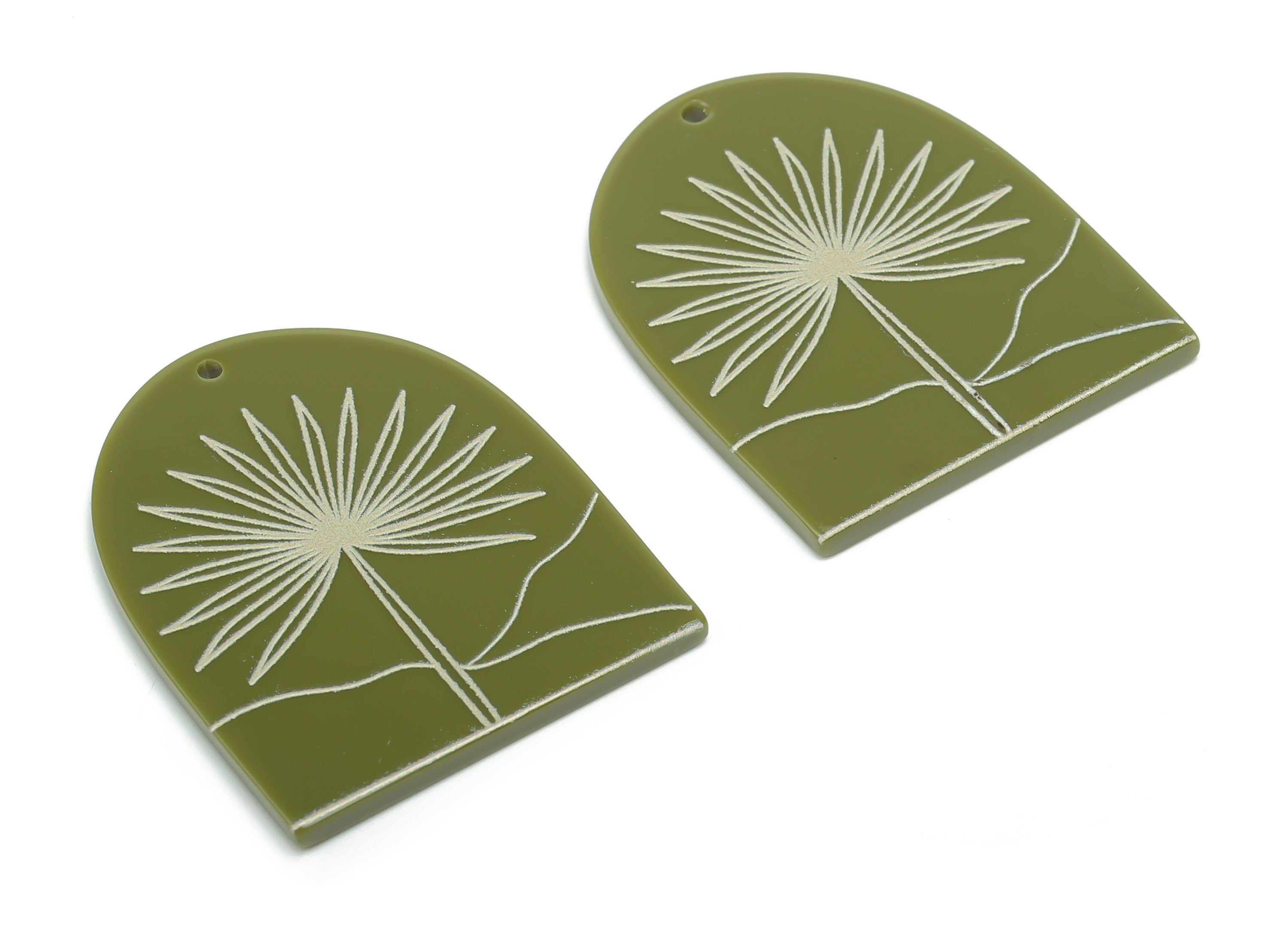 Acrylic Domed Lupin Earring Charms - Acrylic D Flower Pendant - Jewelry Supplies - Color Code: A810 - 37.83x30.88x2.36mm - AC2402-A810 - DOMEDBAZAAR