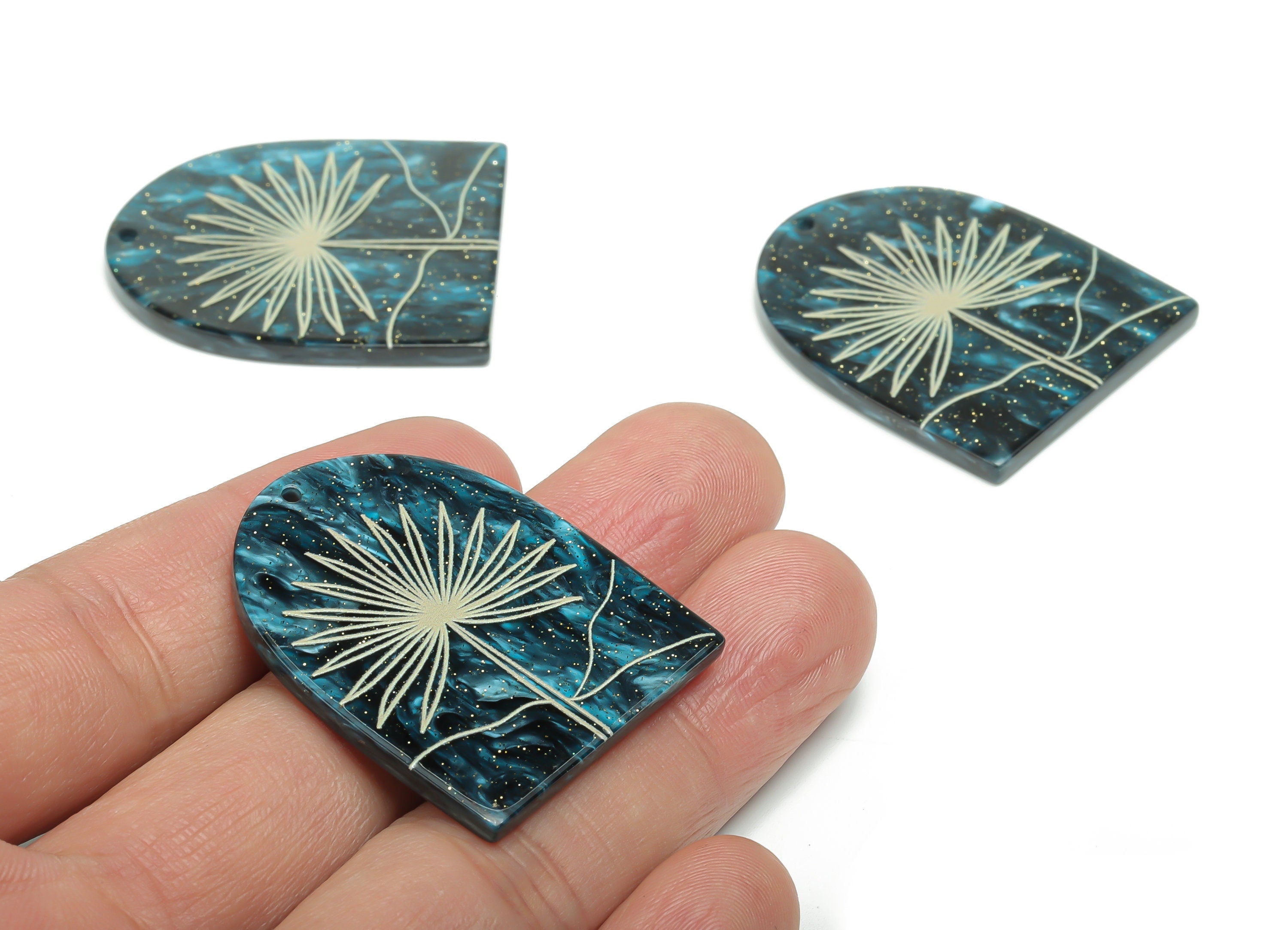 Acrylic Domed Lupin Earring Charms - Acrylic D Flower Pendant - Jewelry Supplies - Color Code: A811 - 37.78x30.91x2.84mm - AC2402-A811 - DOMEDBAZAAR