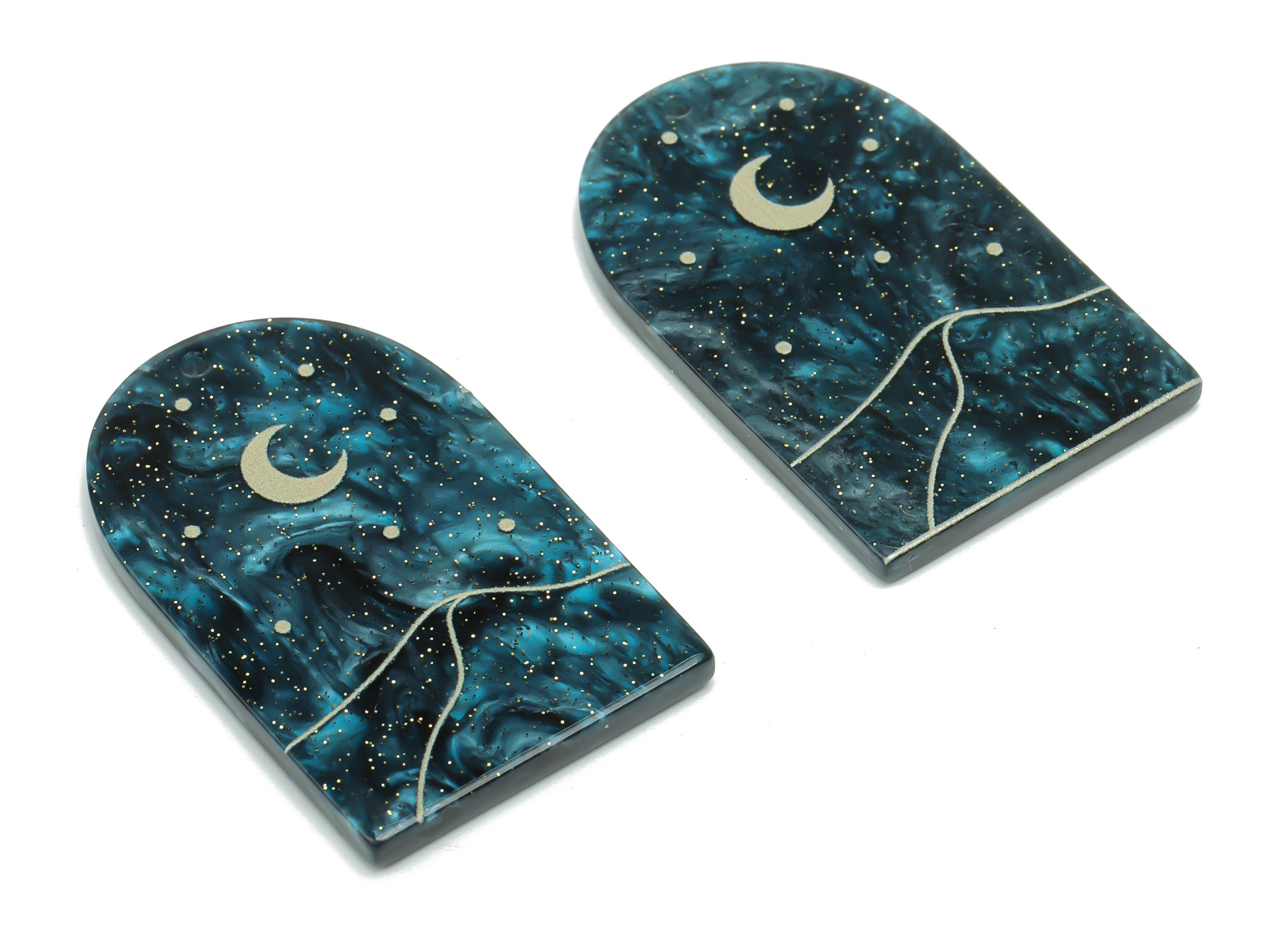 Acrylic Domed Crescent Earring Charms - Acrylic D Star Mountain Pendant - 1001 Nights - Color Code: A811 - 37.77x23.15x2.74mm - AC2410-A811 - DOMEDBAZAAR