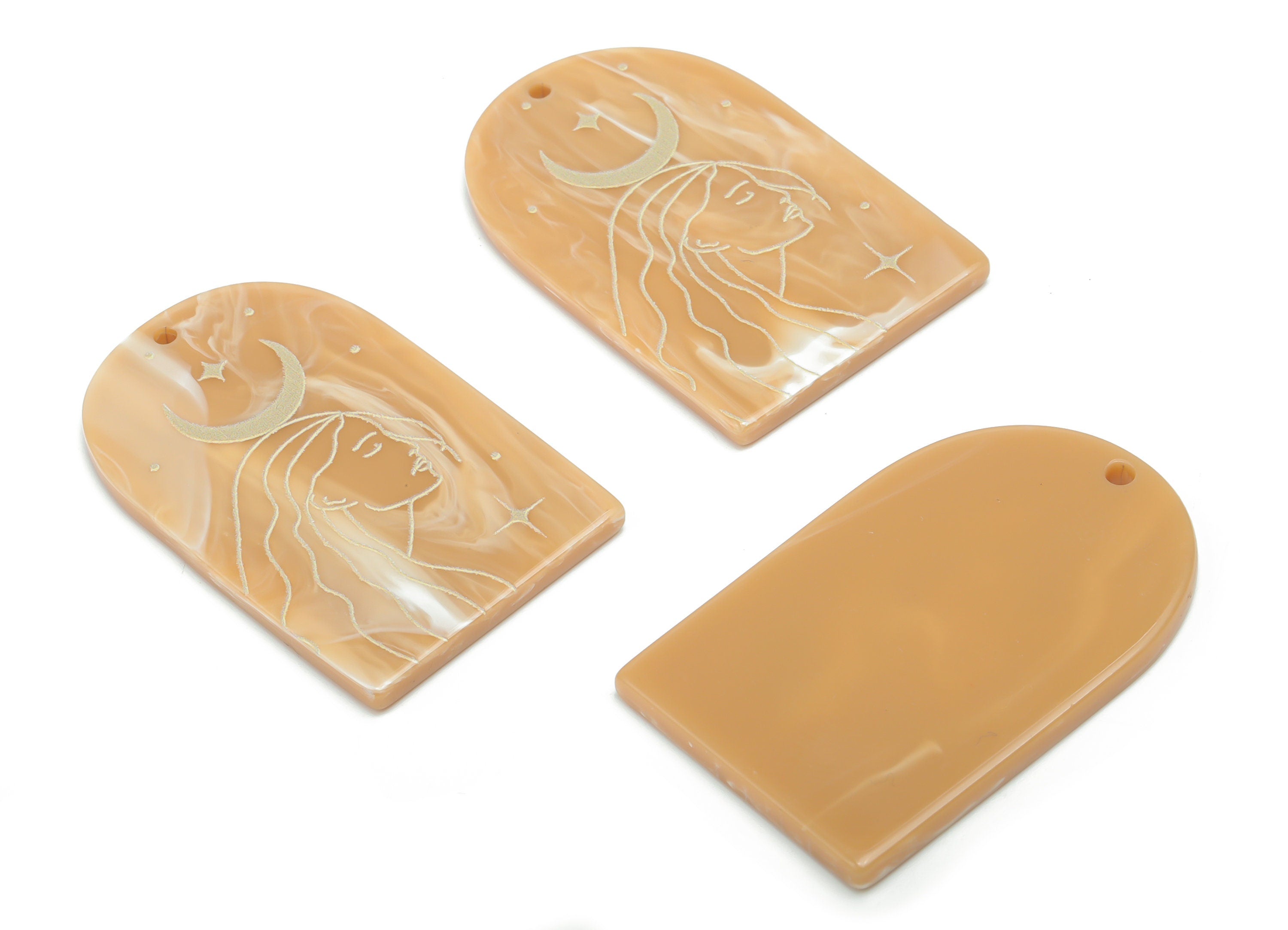 Acrylic Domed Crescent Planet Charms - Acrylic D Woman Moon Pendant - Jewelry Supplies - Color Code: A809 - 37.75x23.43x2.45mm - AC2407-A809 - DOMEDBAZAAR