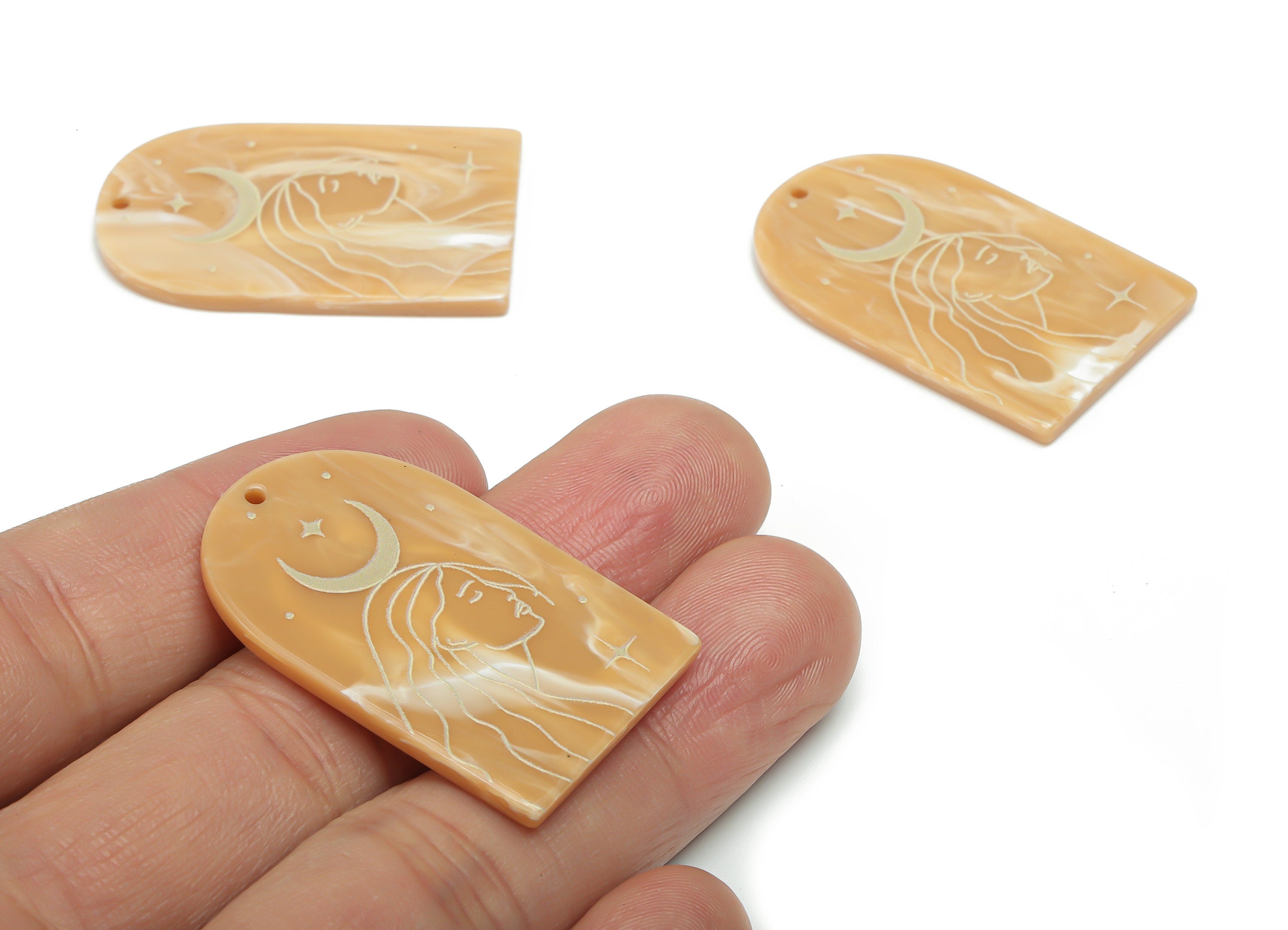 Acrylic Domed Crescent Planet Charms - Acrylic D Woman Moon Pendant - Jewelry Supplies - Color Code: A809 - 37.75x23.43x2.45mm - AC2407-A809 - DOMEDBAZAAR