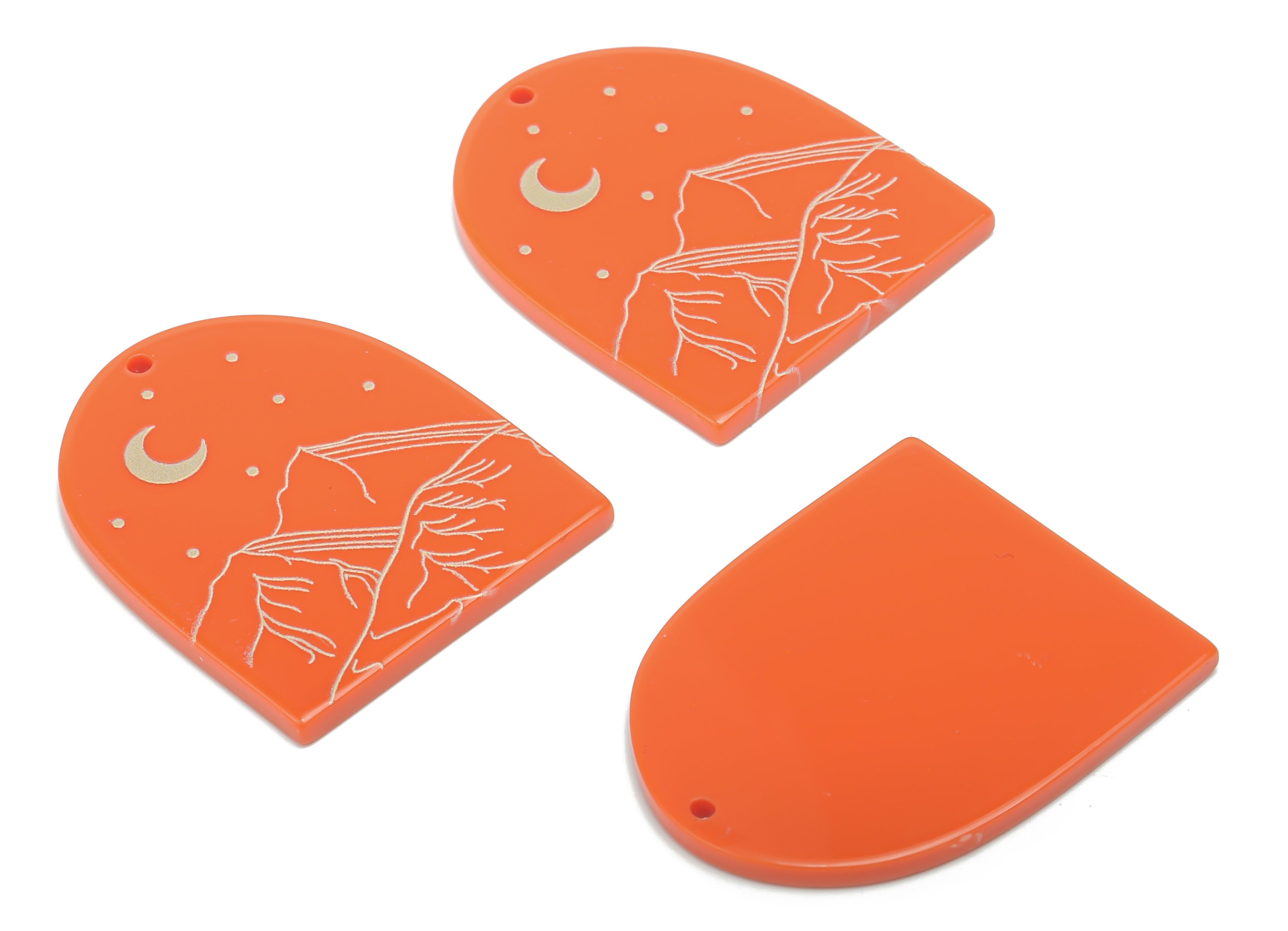 Acrylic Domed Moon Charms - Acrylic D Mountain Landscape Pendant - Jewelry Supplies - Color Code: A808 - 37.68x23.39x2.42mm - AC2403-A808 - DOMEDBAZAAR