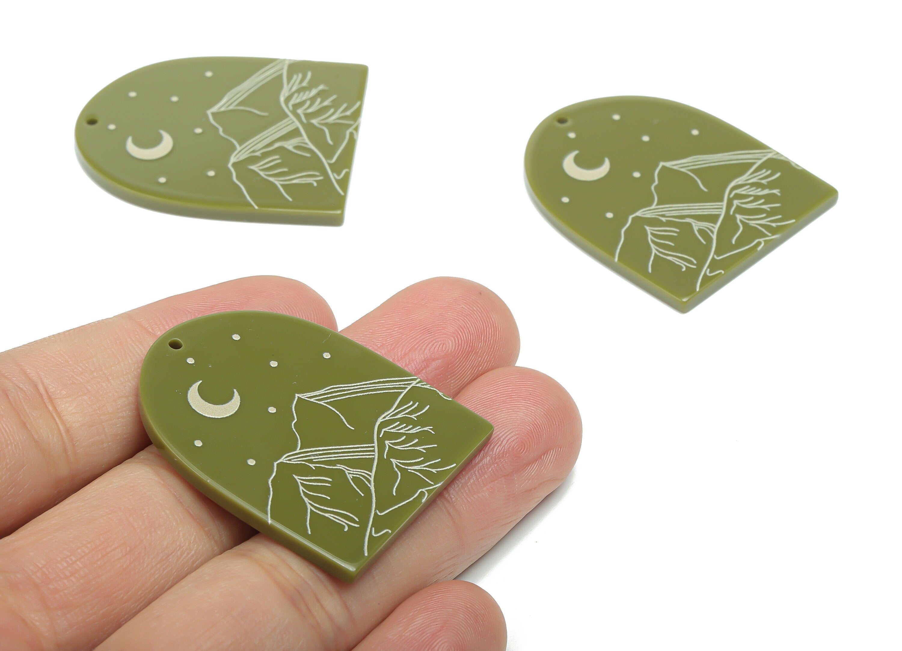 Acrylic Domed Moon Charms - Acrylic D Landscape Mountain Pendant - Jewelry Supplies - Color Code: A810 - 37.8x30.83mx2.27mm - AC2403-A810 - DOMEDBAZAAR