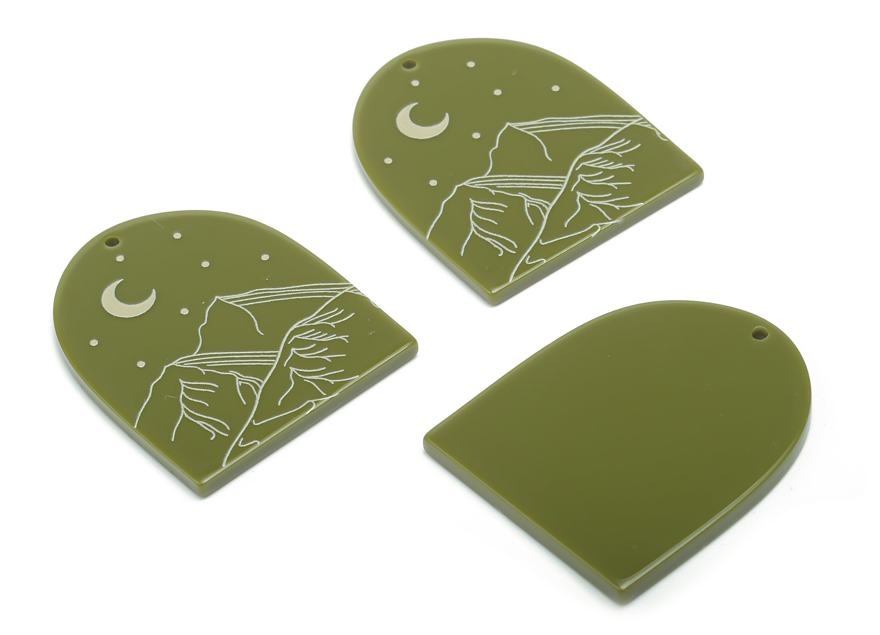 Acrylic Domed Moon Charms - Acrylic D Landscape Mountain Pendant - Jewelry Supplies - Color Code: A810 - 37.8x30.83mx2.27mm - AC2403-A810 - DOMEDBAZAAR
