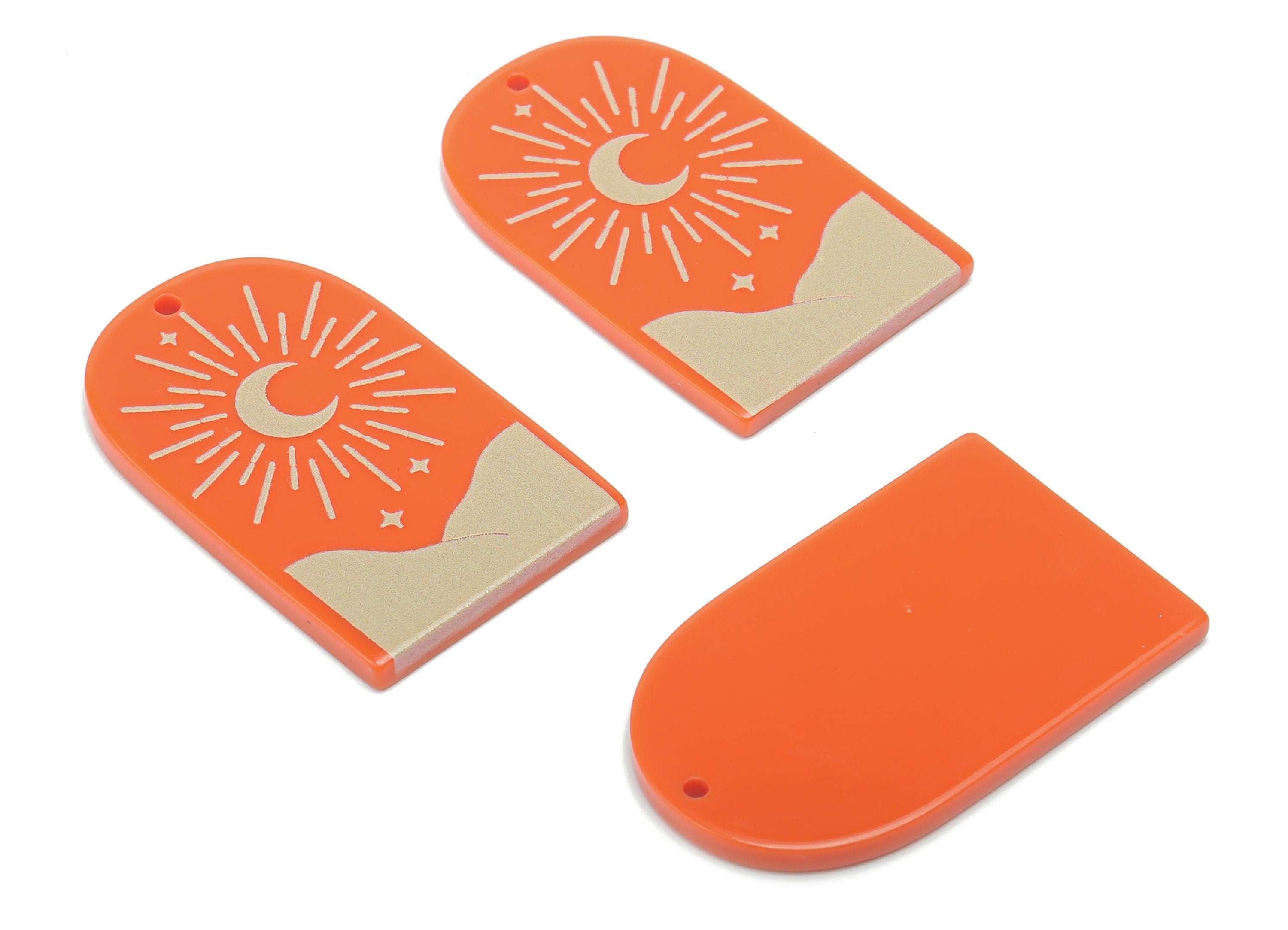 Acrylic Domed Planet Moon Star Earring Charms - Acrylic D Sun Mountain Crescent Pendant - Color Code: A808 - 37.68x23.54x2.4mm - AC2405-A808 - DOMEDBAZAAR