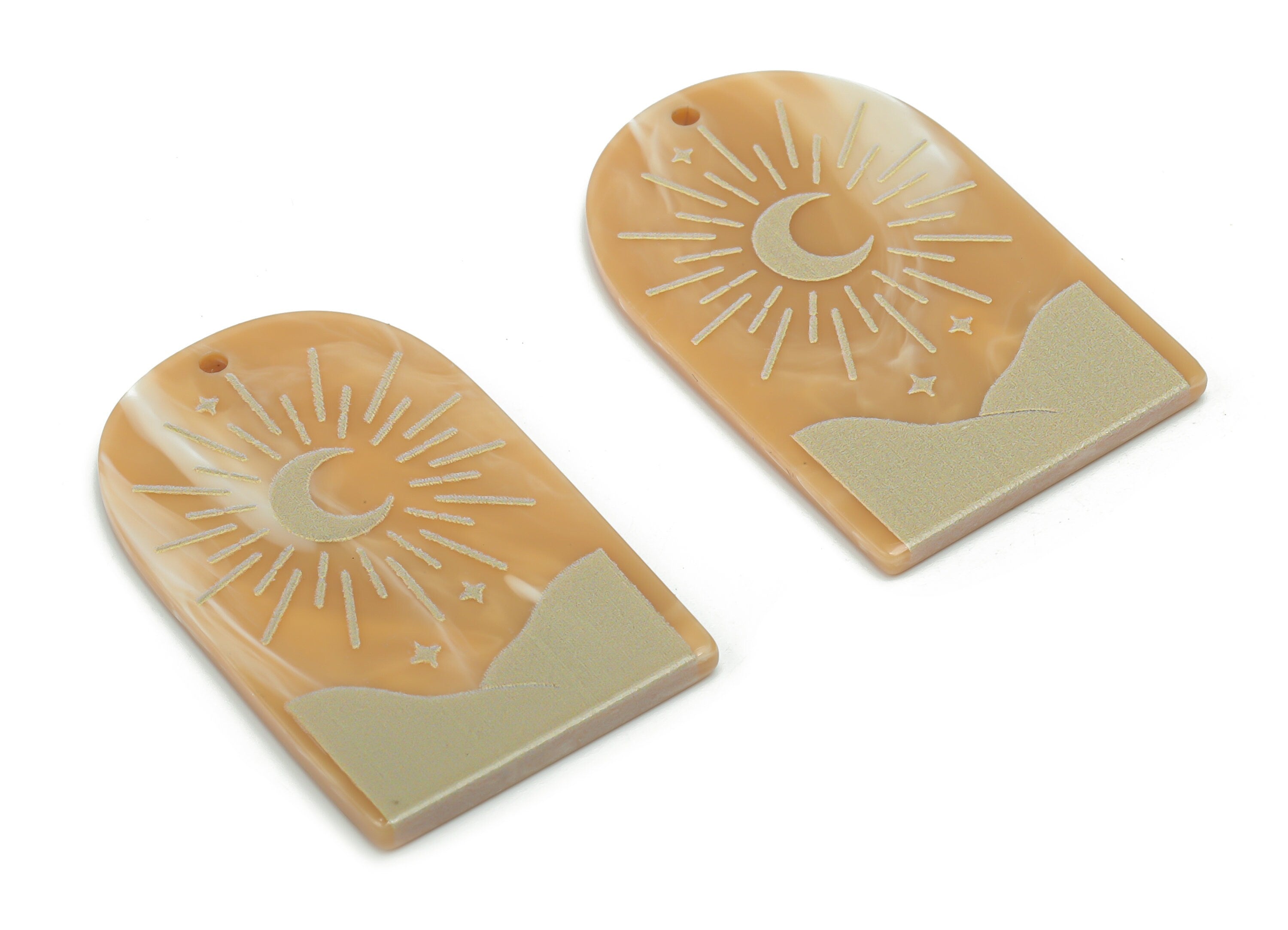 Acrylic Domed Planet Moon Star Earring Charms - Acrylic D Sun Mountain Crescent Pendant - Color Code: A809 - 37.82x23.53x2.4mm - AC2405-A809 - DOMEDBAZAAR