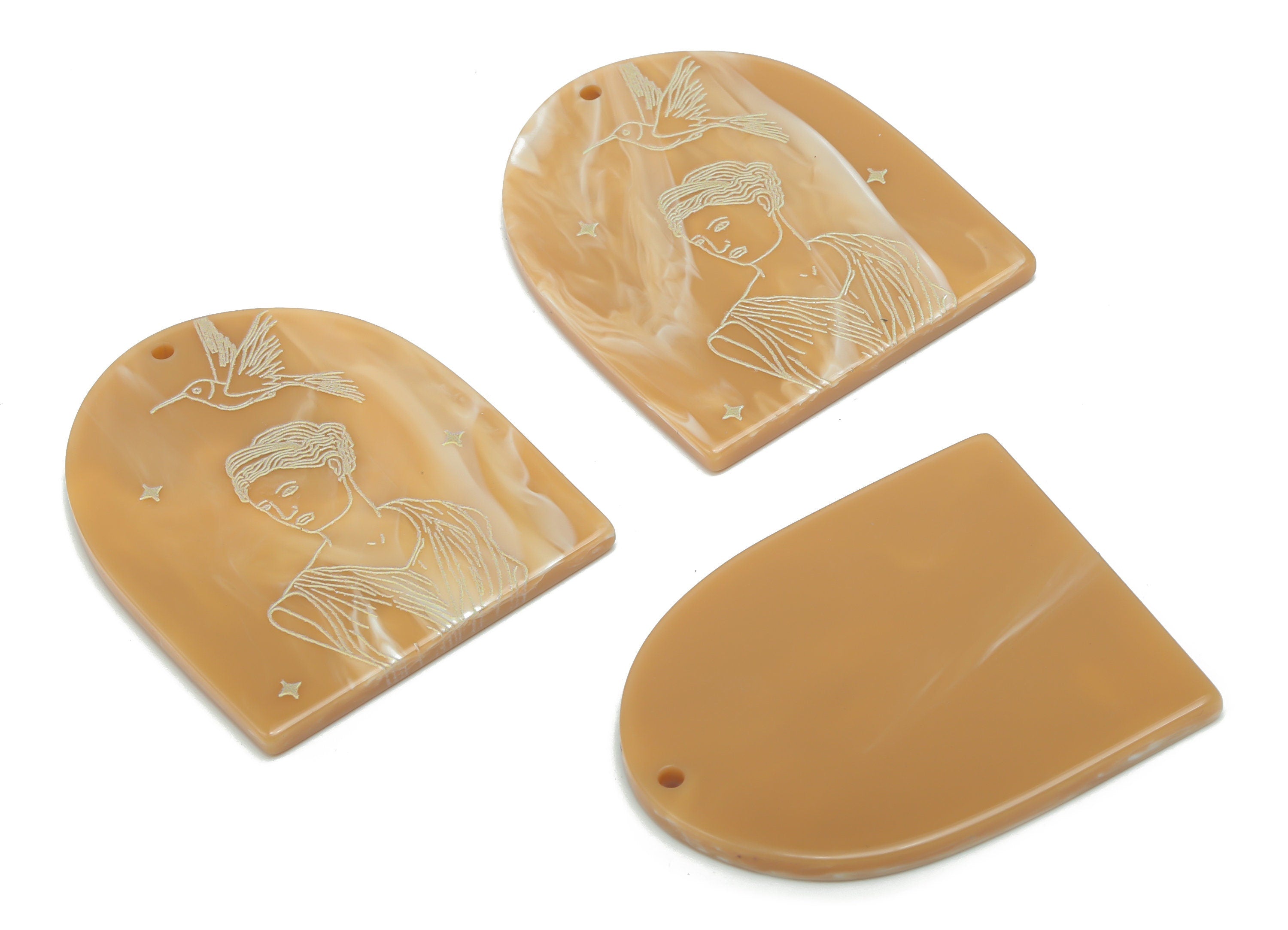 Acrylic Domed Bird Planet Earring Charms - Acrylic D Woman Star Pendant - Jewelry Supplies - Color Code: A809 - 37.7x30.8x2.4mm -AC2401-A809 - DOMEDBAZAAR