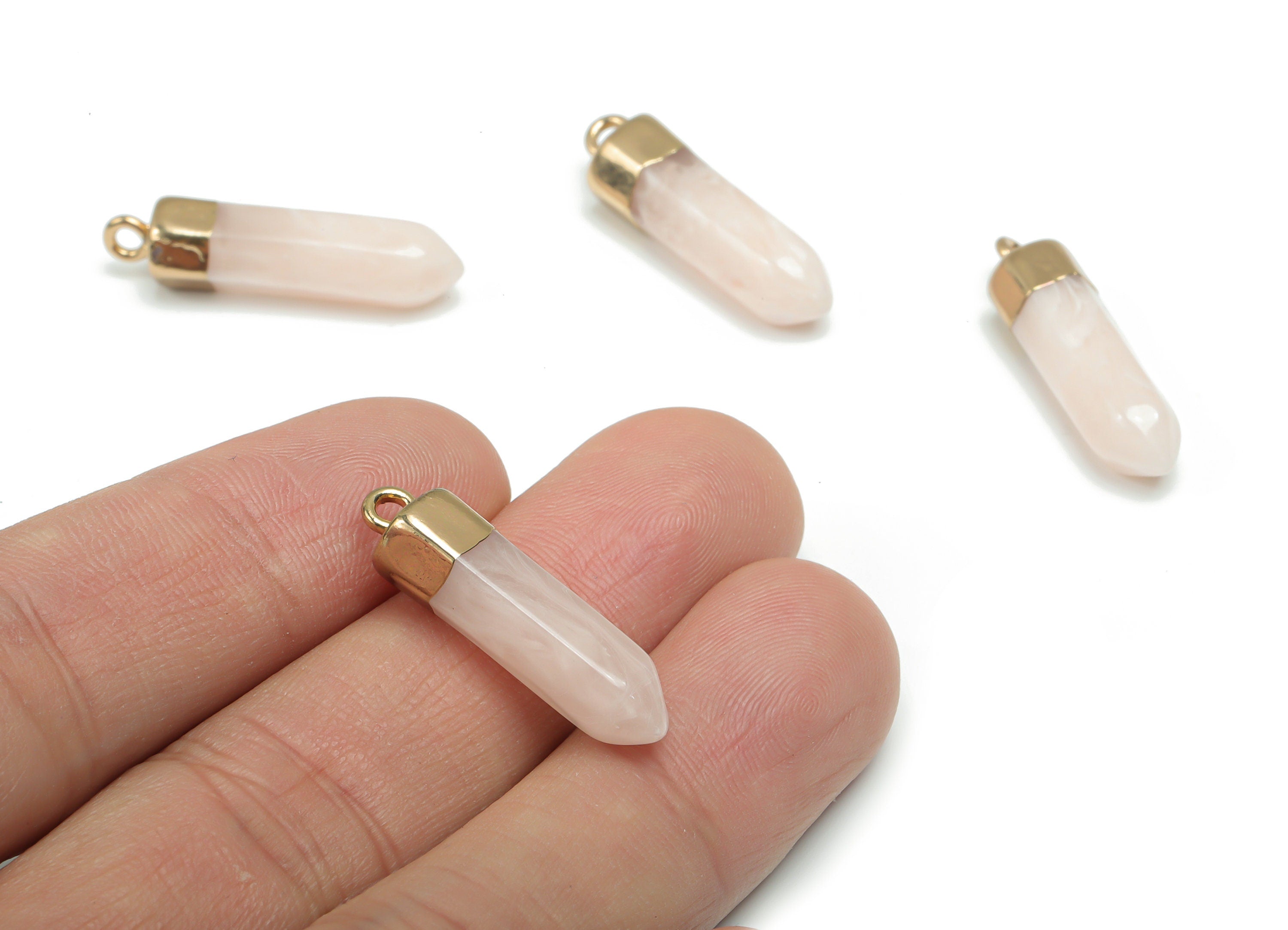 Resin Stick Earring Charms - Brass Stick Pendant - Gold Tone Plated Brass – Jewelry Making Supplies - 26.93x7.68x7.68mm - RC1210 - DOMEDBAZAAR