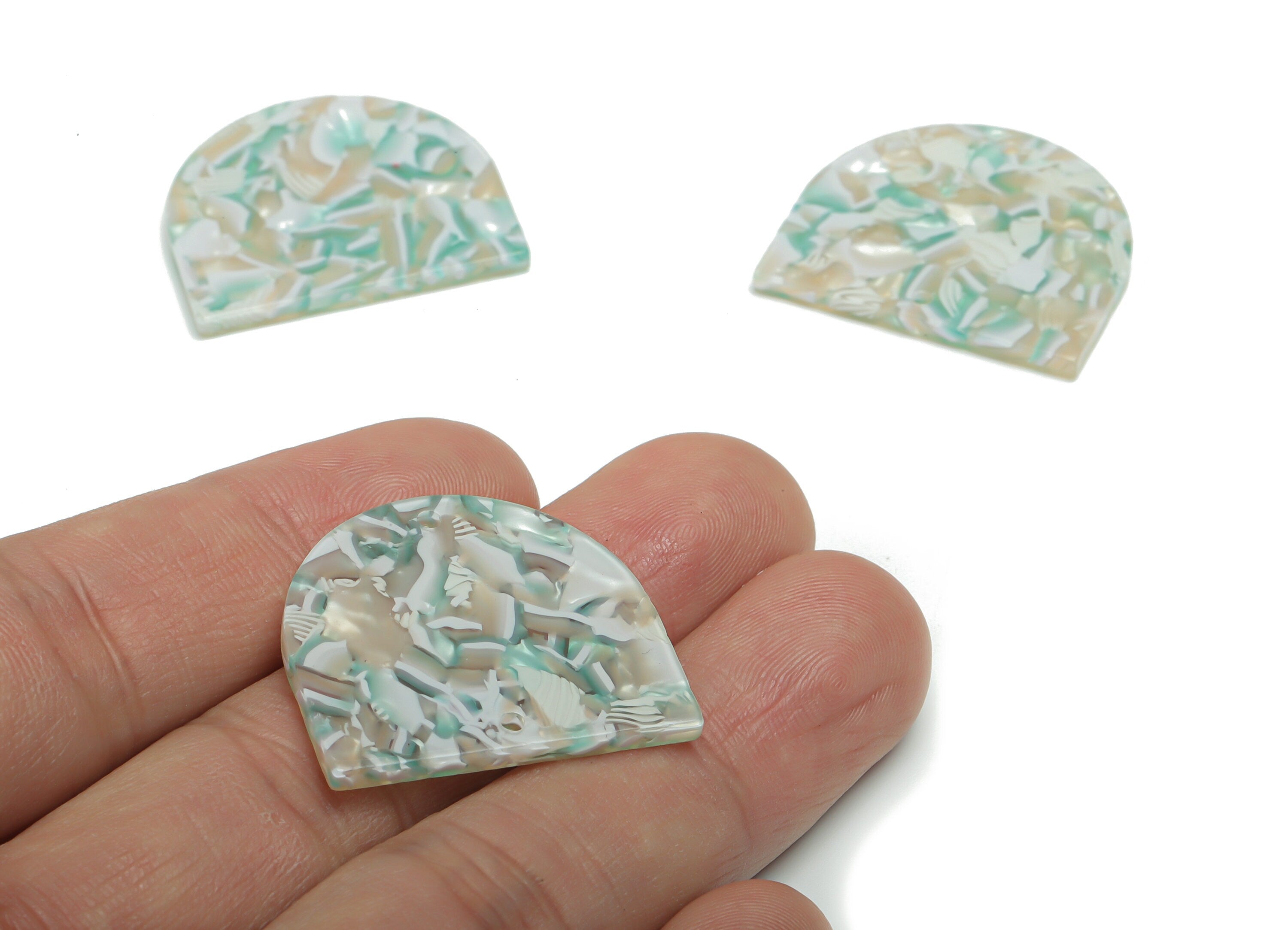 PVC Domed Earring Connector - PVC D Charms and Pendant - 2 Holes - Jewelry Making Supplies - Color Code:A819 - 28.1x24.6x2.3mm - AC1323-A819 - DOMEDBAZAAR