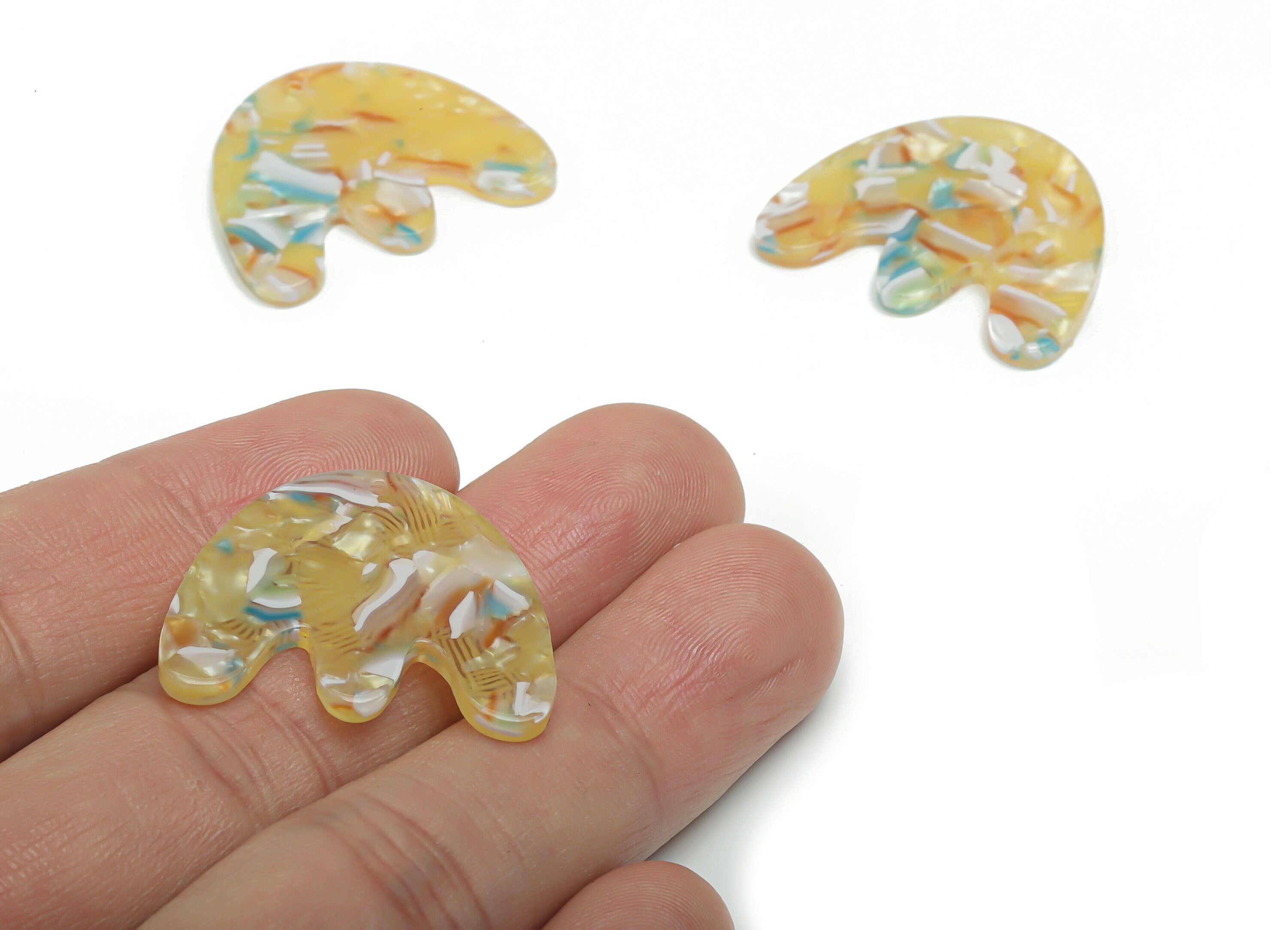 PVC Jellyfish E Earring Charms - PVC Geometry Pendant - Jewelry Making Supplies - Color Code: A814 - 28.44x23.09x2.97mm -AC2395-A814 - DOMEDBAZAAR