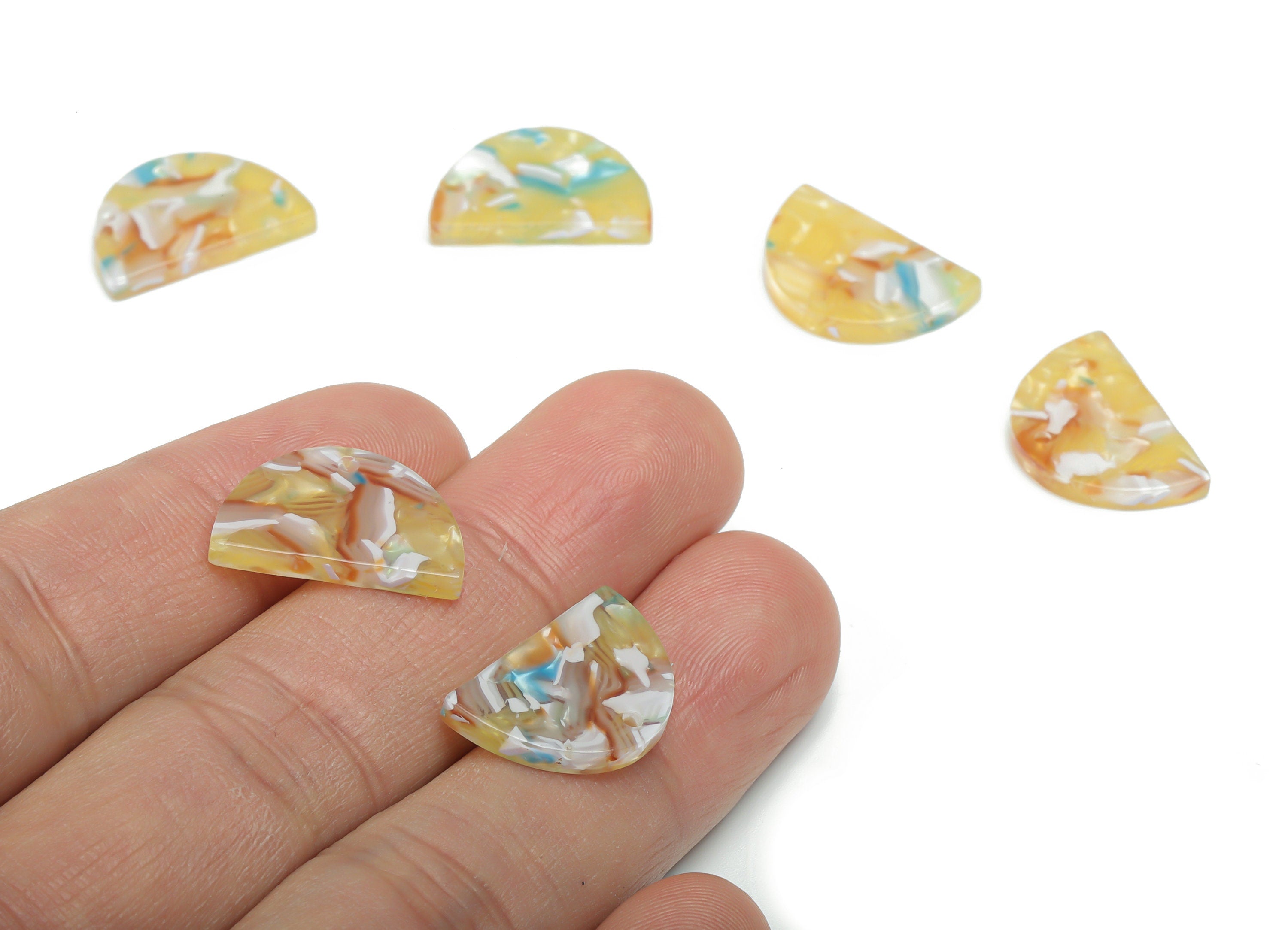 PVC Mini Semicircle Earring Charms - PVC Half Moon Pendant - Jewelry Making Supplies - Color Code: A814 - 18.69x12.23x2.39mm - AC2400-A814 - DOMEDBAZAAR