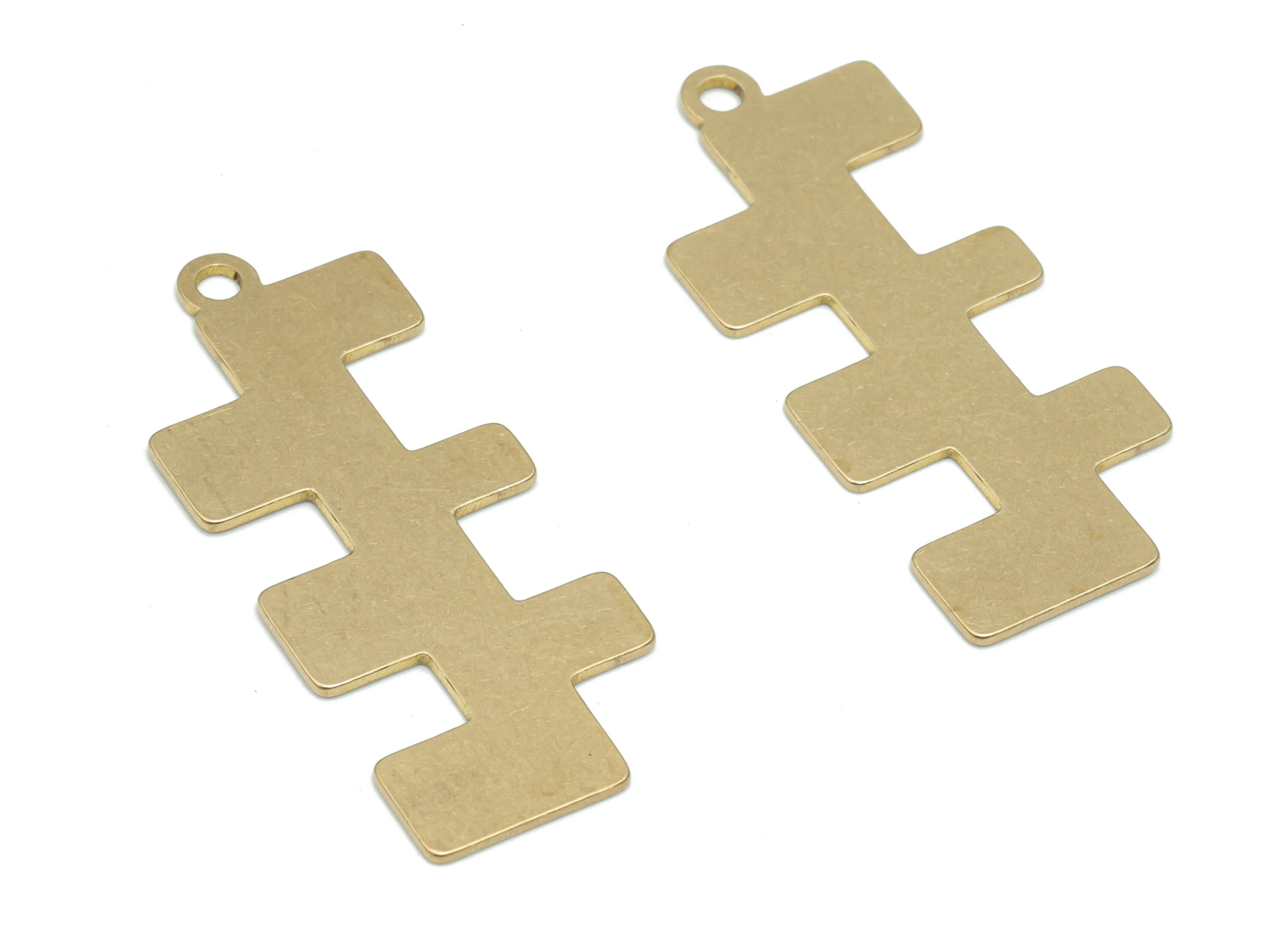 Brass Rectangle Key Fork Earring Charms - Raw Brass Rectangle Y Pendant - Jewelry Making Supplies - 36.15x15.26x0.62mm - PPA2552 - DOMEDBAZAAR