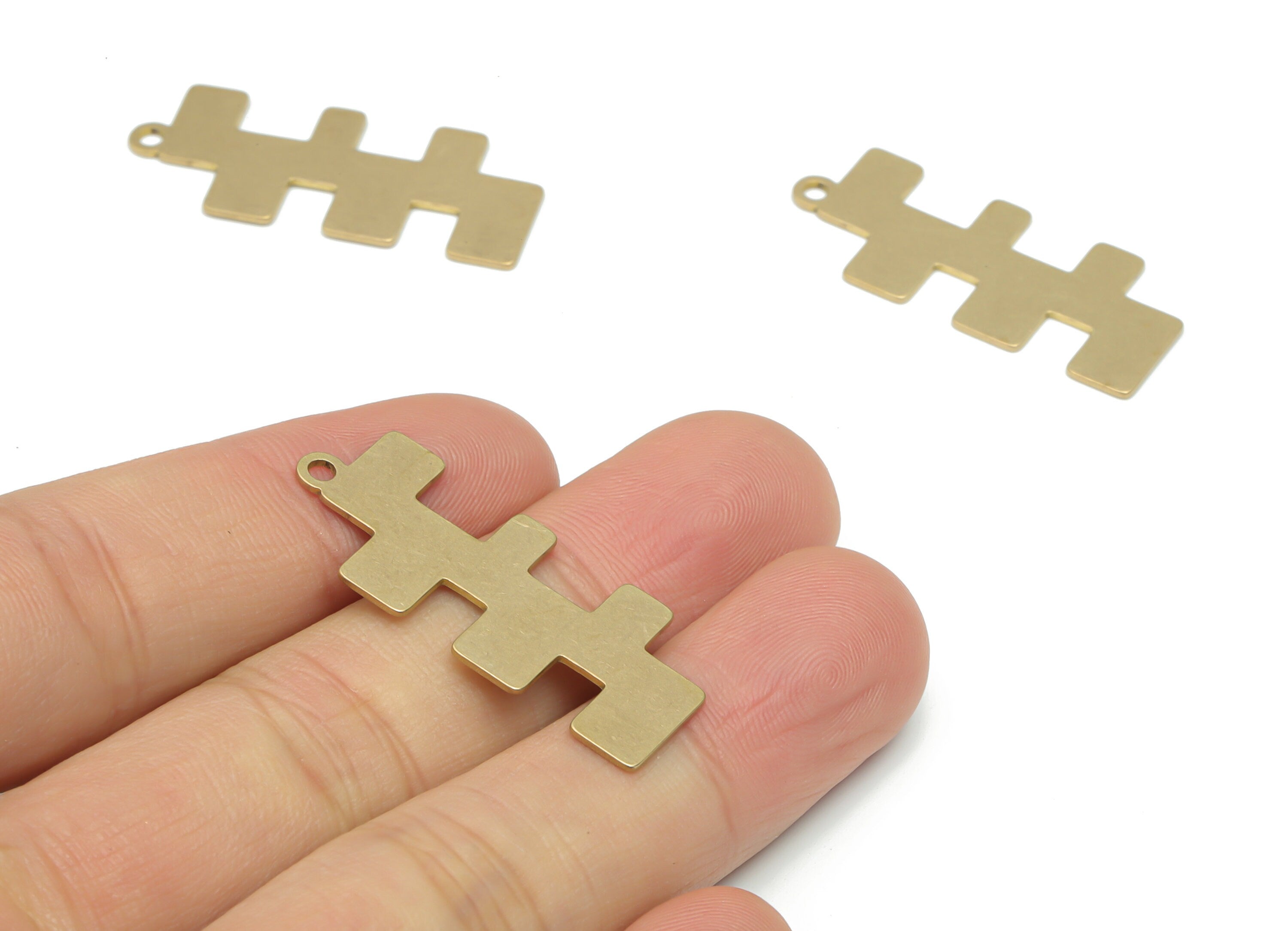 Brass Rectangle Key Fork Earring Charms - Raw Brass Rectangle Y Pendant - Jewelry Making Supplies - 36.15x15.26x0.62mm - PPA2552 - DOMEDBAZAAR