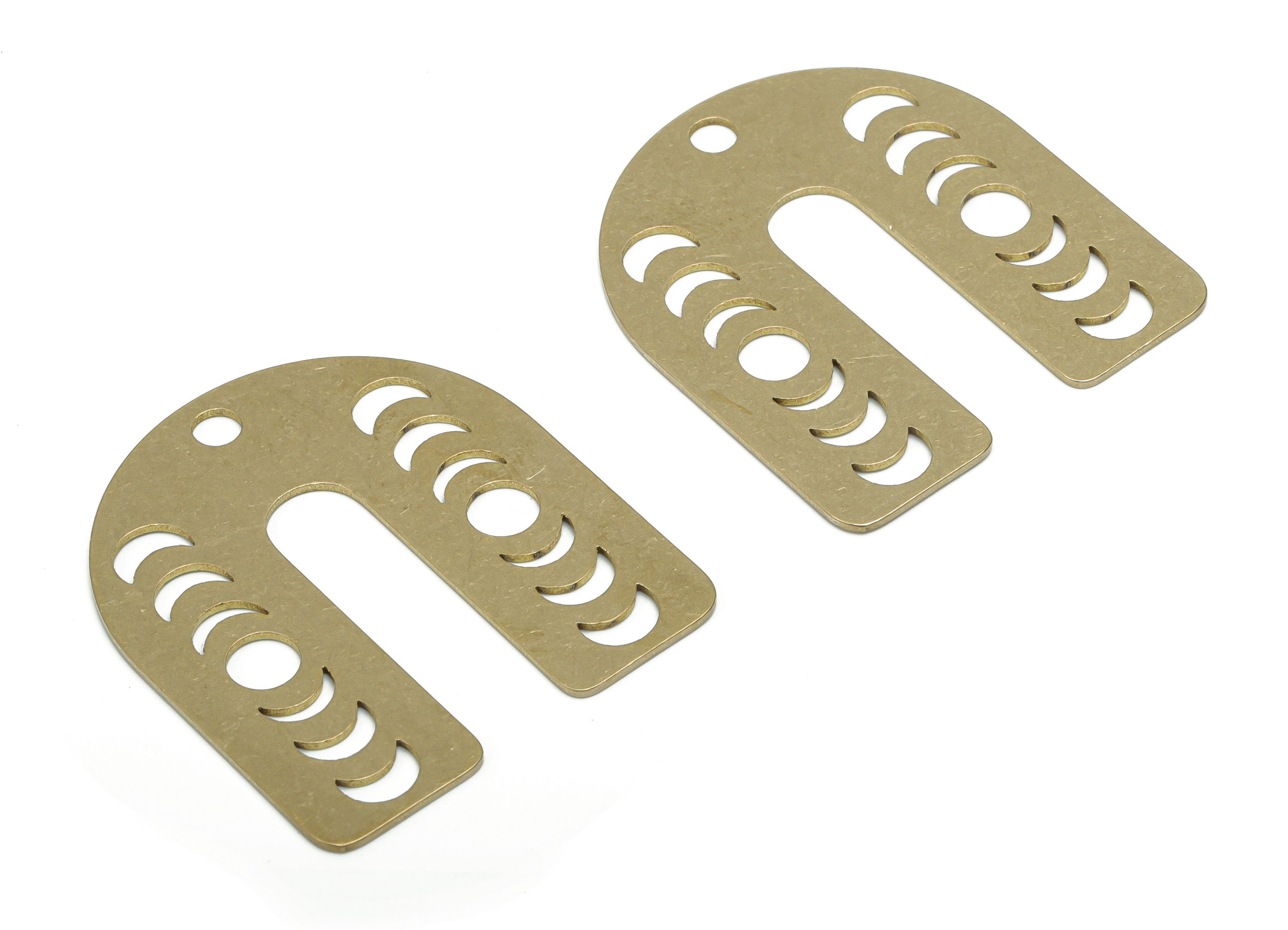 Brass Domed Earring Charms - Raw Brass U Phase Of The Moon Pendant - Jewelry Making Supplies - 37.86x33.07x0.77mm - PPZ0160 - DOMEDBAZAAR