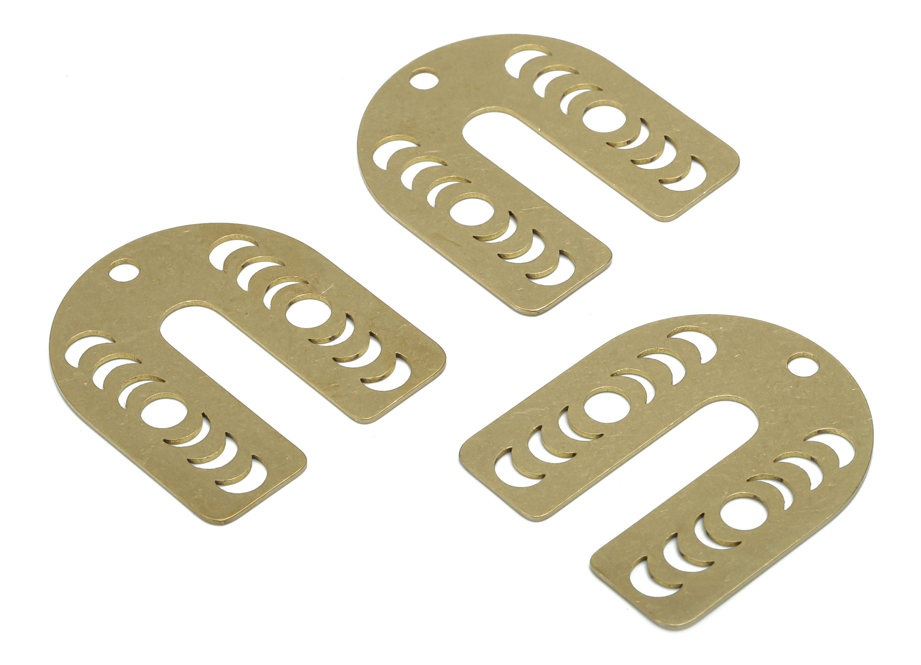 Brass Domed Earring Charms - Raw Brass U Phase Of The Moon Pendant - Jewelry Making Supplies - 37.86x33.07x0.77mm - PPZ0160 - DOMEDBAZAAR