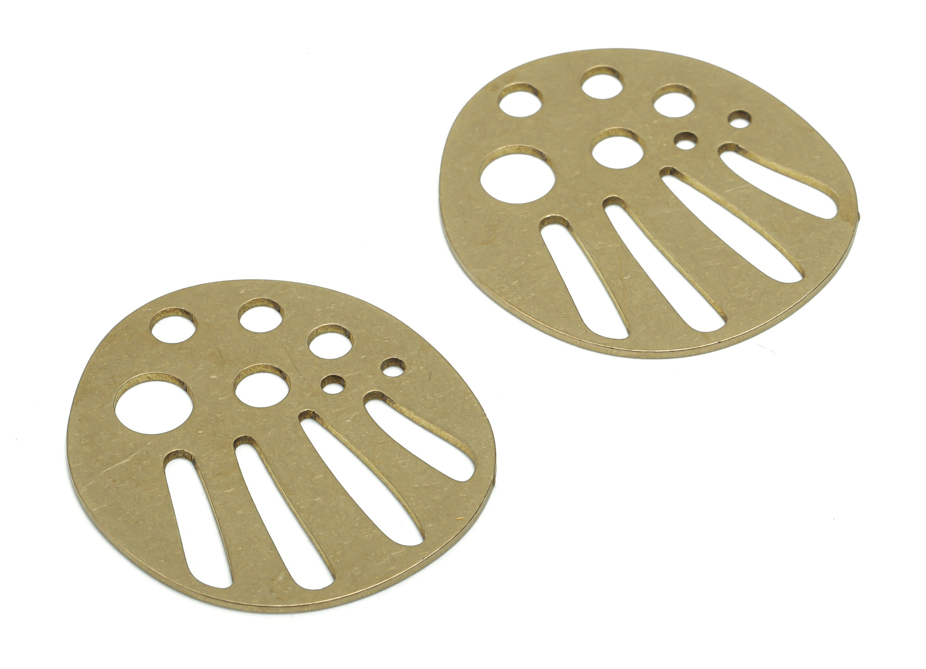 Brass Geometry Earring Charms - Raw Brass Irregular Pendant - Jewelry Making Supplies - 29.86x26.87x0.77mm - PPZ0153 - DOMEDBAZAAR