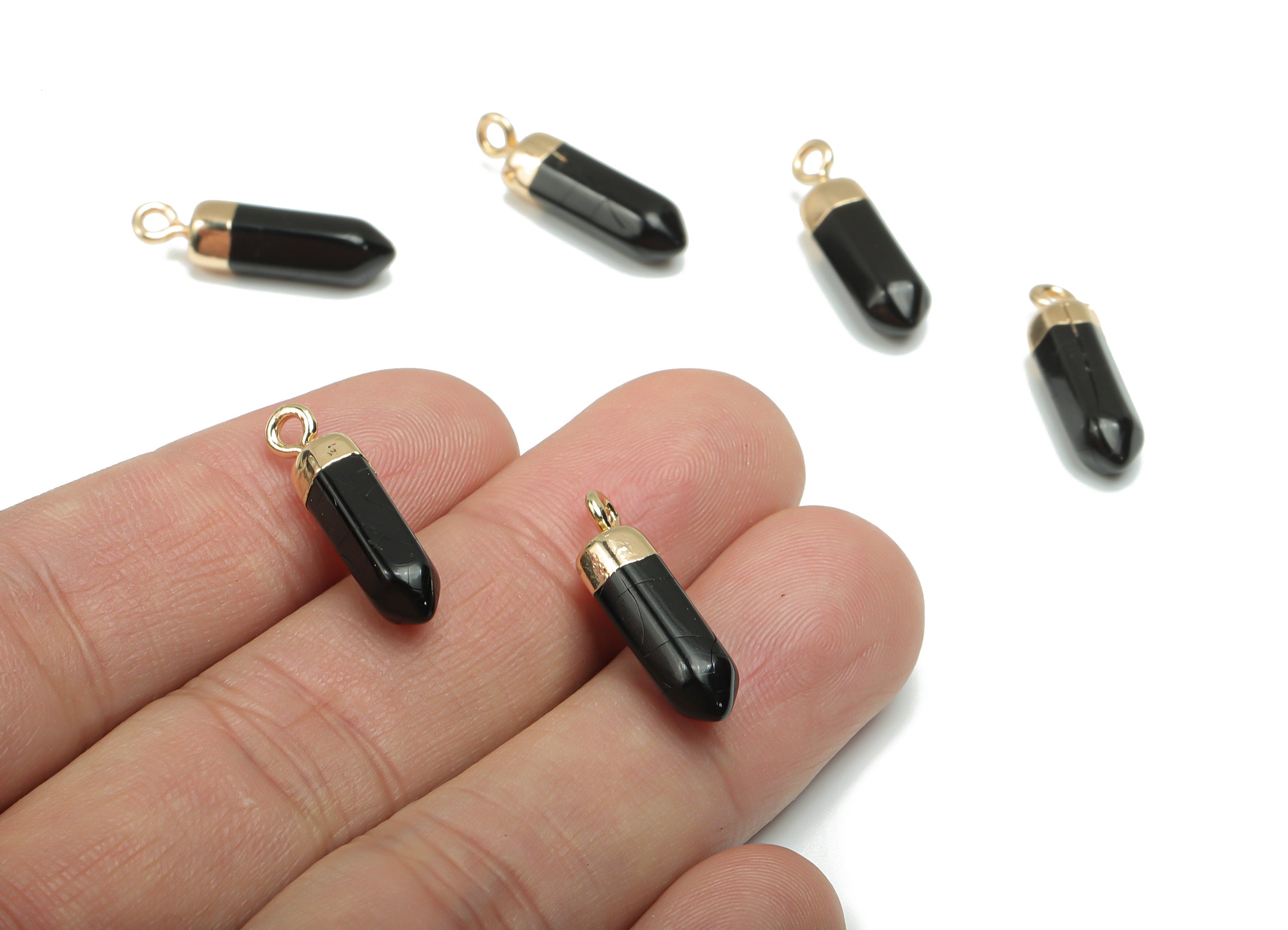 Resin Stick Earring Charms - Brass Spike Stick Pendant - Gold Tone Plated Brass – Jewelry Making Supplies - 21.57x5.55x5.55mm - RC1208A - DOMEDBAZAAR