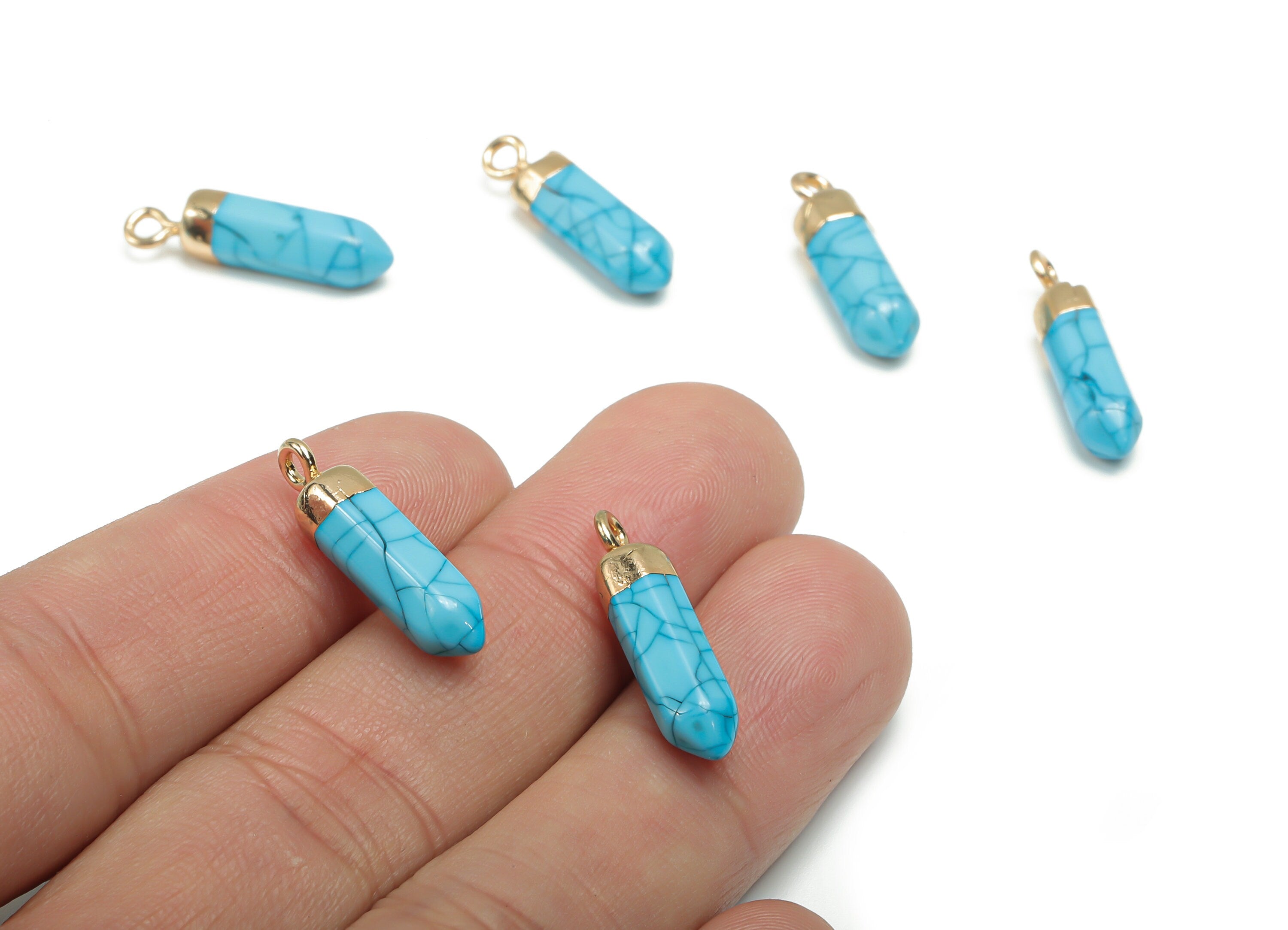 Resin Stick Earring Charms - Brass Spike Stick Pendant - Gold Tone Plated Brass – Jewelry Making Supplies - 22.54x5.51x5.51mm - RC1208C - DOMEDBAZAAR