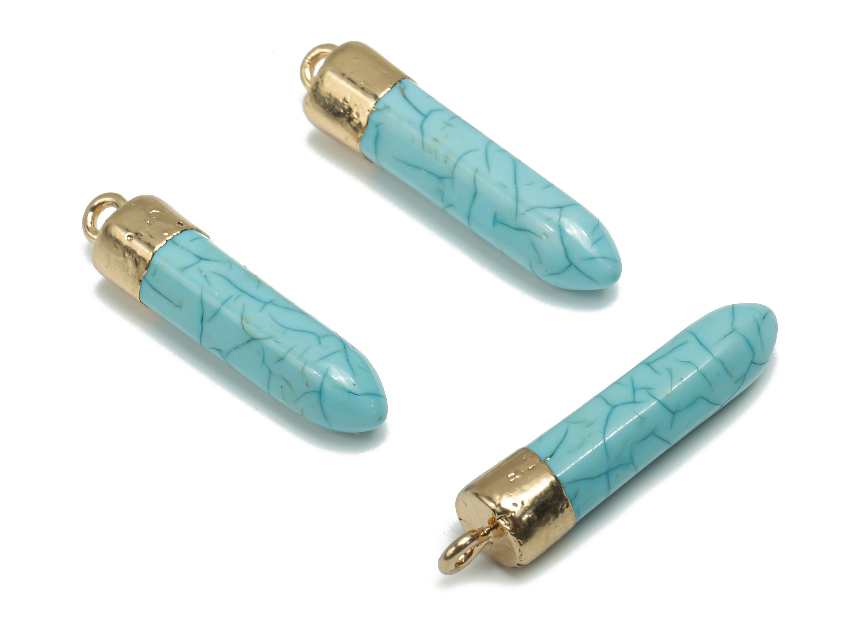 Resin Stick Earring Charms - Brass Stick Pendant - Gold Tone Plated Brass – Gemstone Spikes - Jewelry Supplies - 32.11x6.83x6.83mm - RC1203A - DOMEDBAZAAR