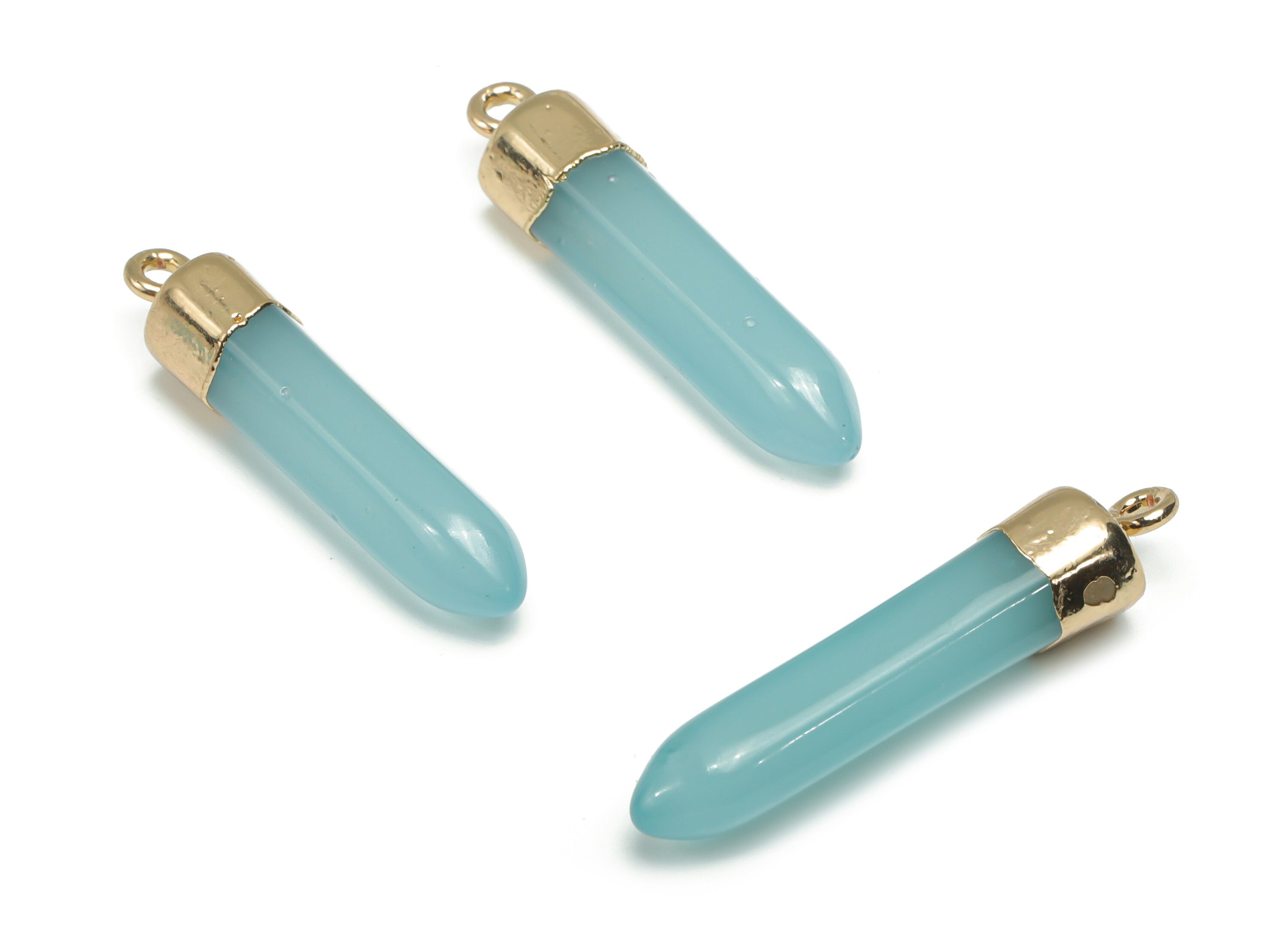 Resin Stick Earring Charms - Brass Stick Pendant - Gold Tone Plated Brass – Gemstone Spikes - Jewelry Supplies - 33.87x7.67x7.67mm - RC1203B - DOMEDBAZAAR