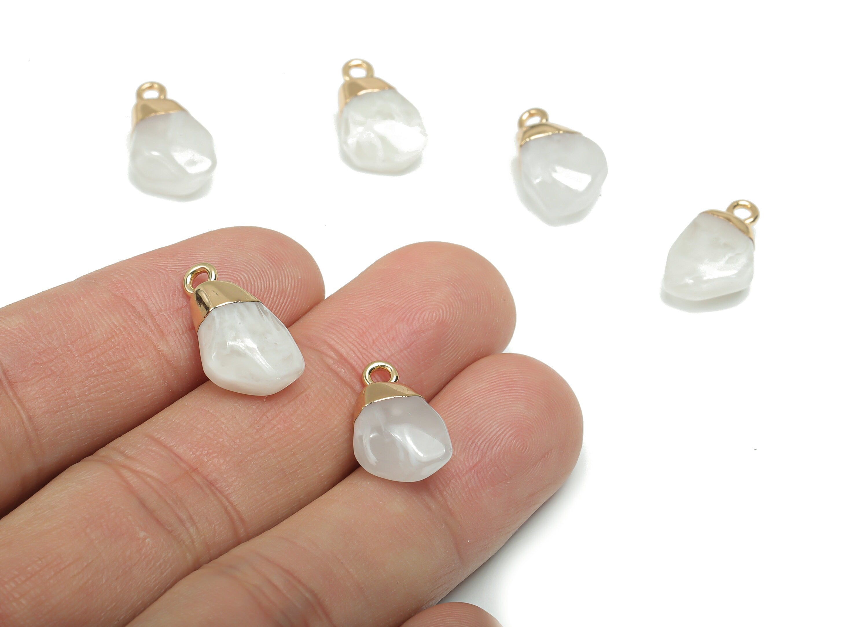 Resin Irregular Earring Charms - Brass Irregular Pendant - Gold Tone Plated Brass – Jewelry Making Supplies - 17.32x10.16x6.07mm - RC1207 - DOMEDBAZAAR