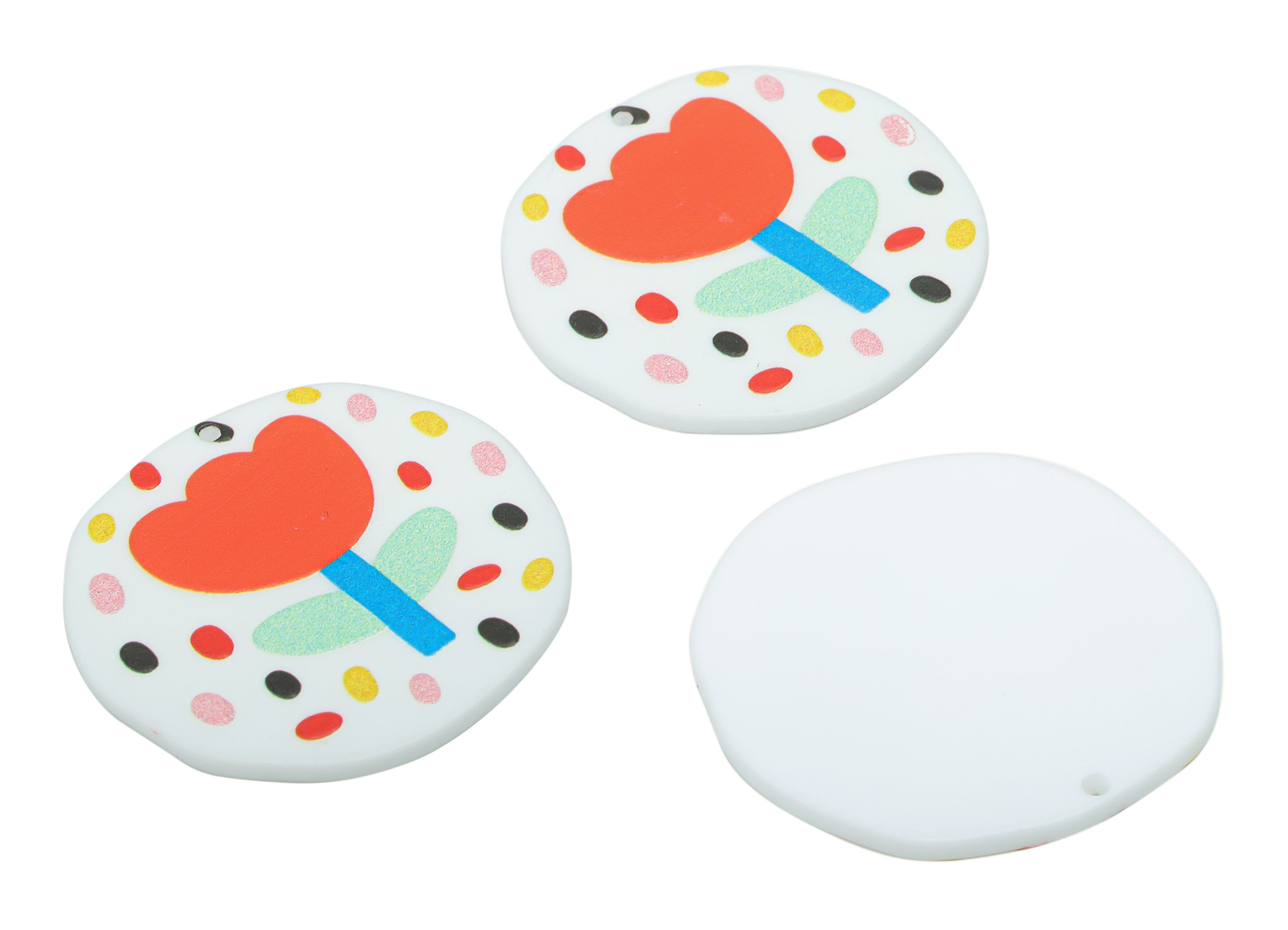 Acrylic Round Flower Earring Charms – Acrylic Candies Circle Flower Pendant - Jewelry Making Supplies - 36.99x36.57x2.14mm - AC2437 - DOMEDBAZAAR