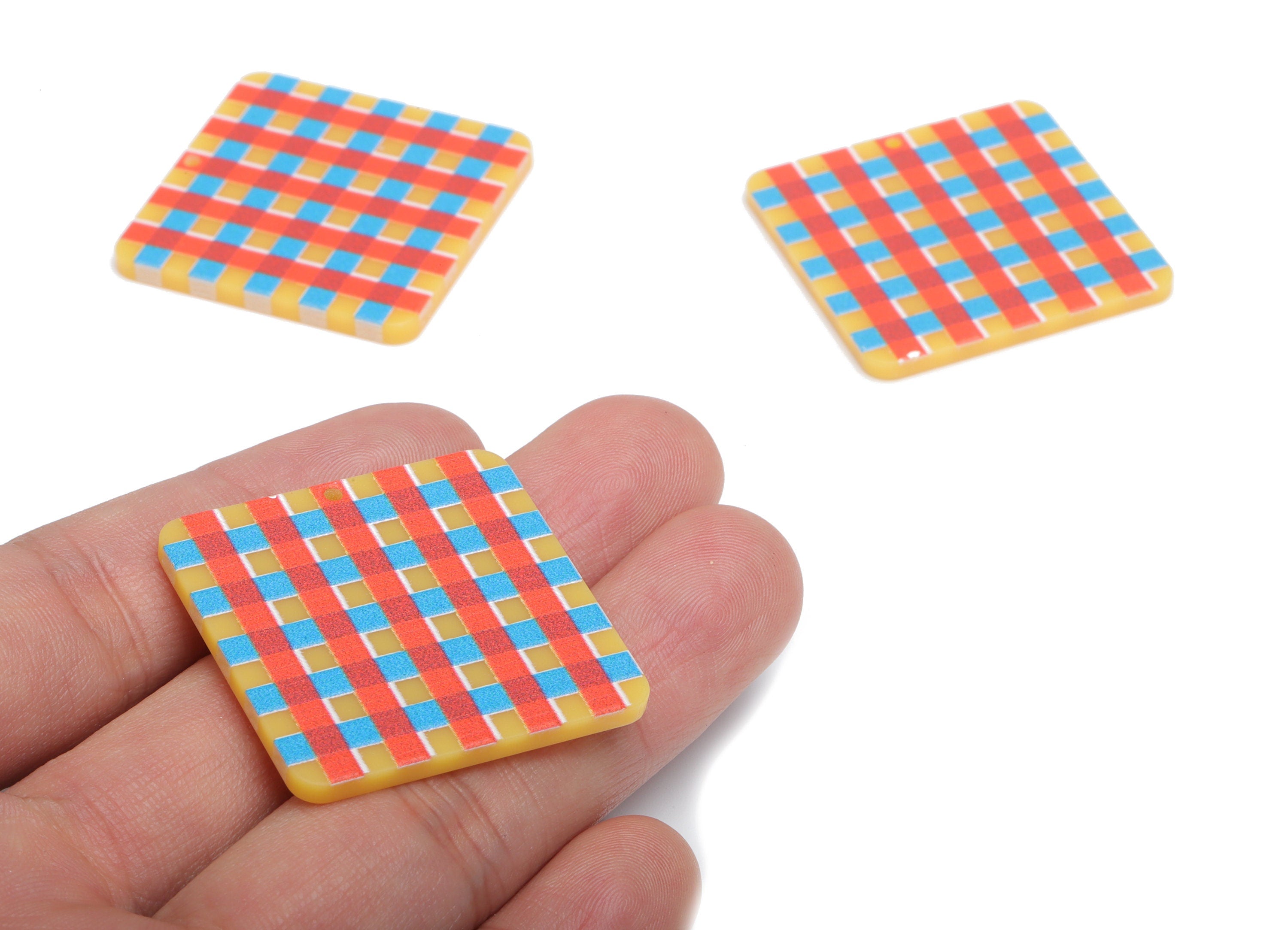 Acrylic Square Earring Charms - Acrylic Lattice Pendant - Jewelry Making Supplies - 34.63x34.63x2.62mm - AC2433A - DOMEDBAZAAR