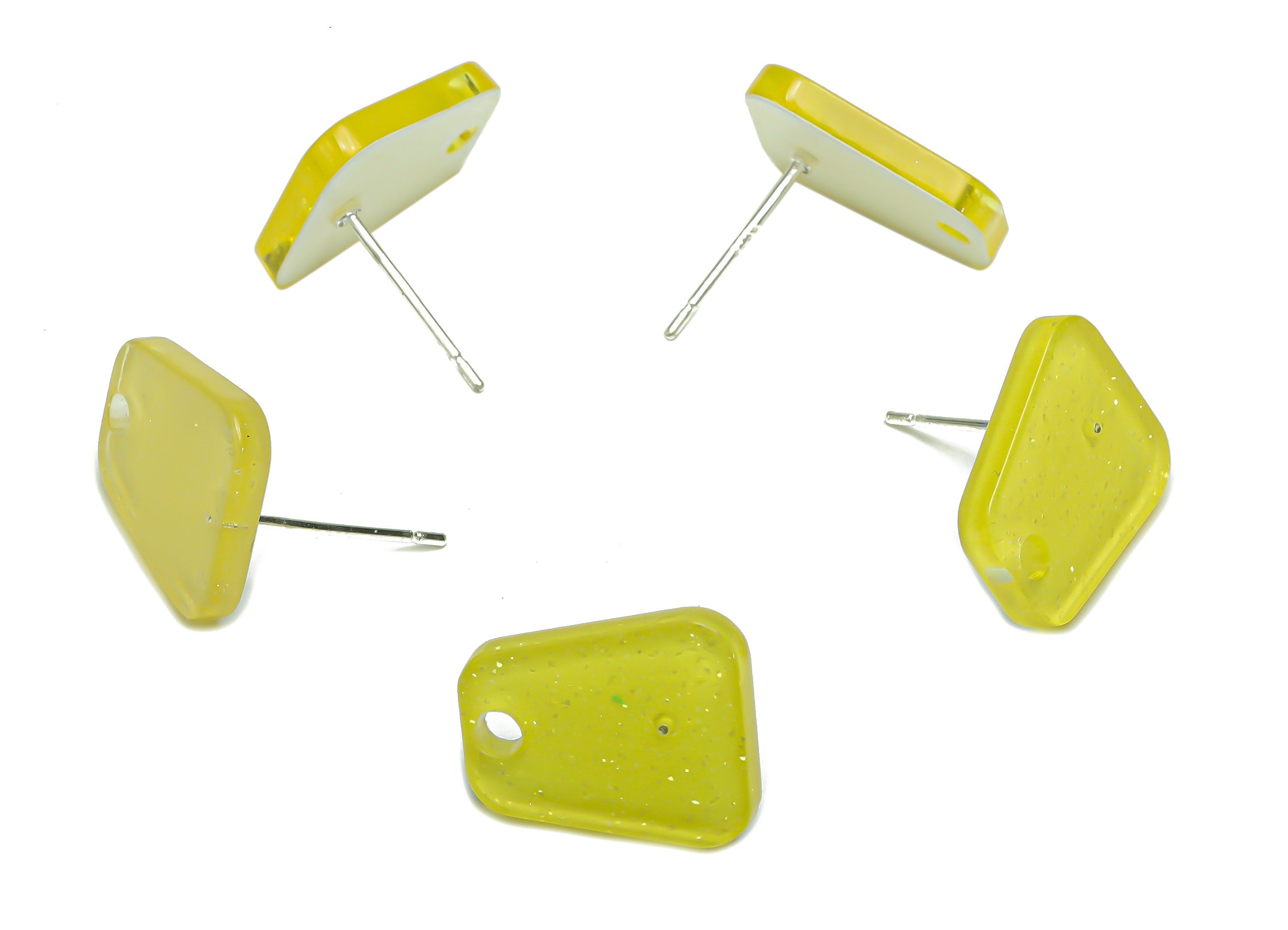 Acrylic Trapezoid Earring Stud – Acrylic Trapezoid Post - Silver Plated Cupronickel Stud - Jewelry Supplies - 14.63x12.18x2.25mm - AC2429A - DOMEDBAZAAR