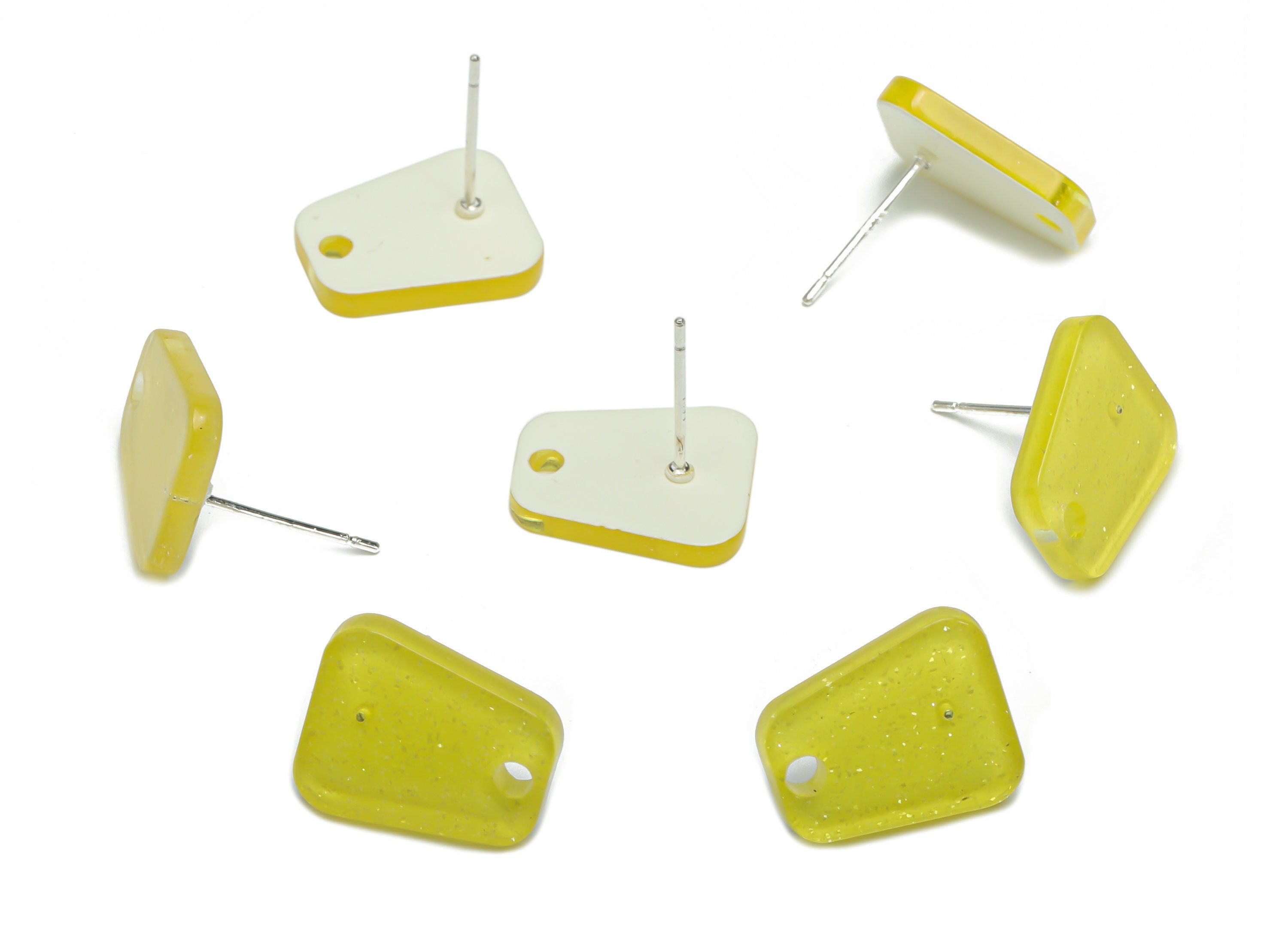 Acrylic Trapezoid Earring Stud – Acrylic Trapezoid Post - Silver Plated Cupronickel Stud - Jewelry Supplies - 14.63x12.18x2.25mm - AC2429A - DOMEDBAZAAR