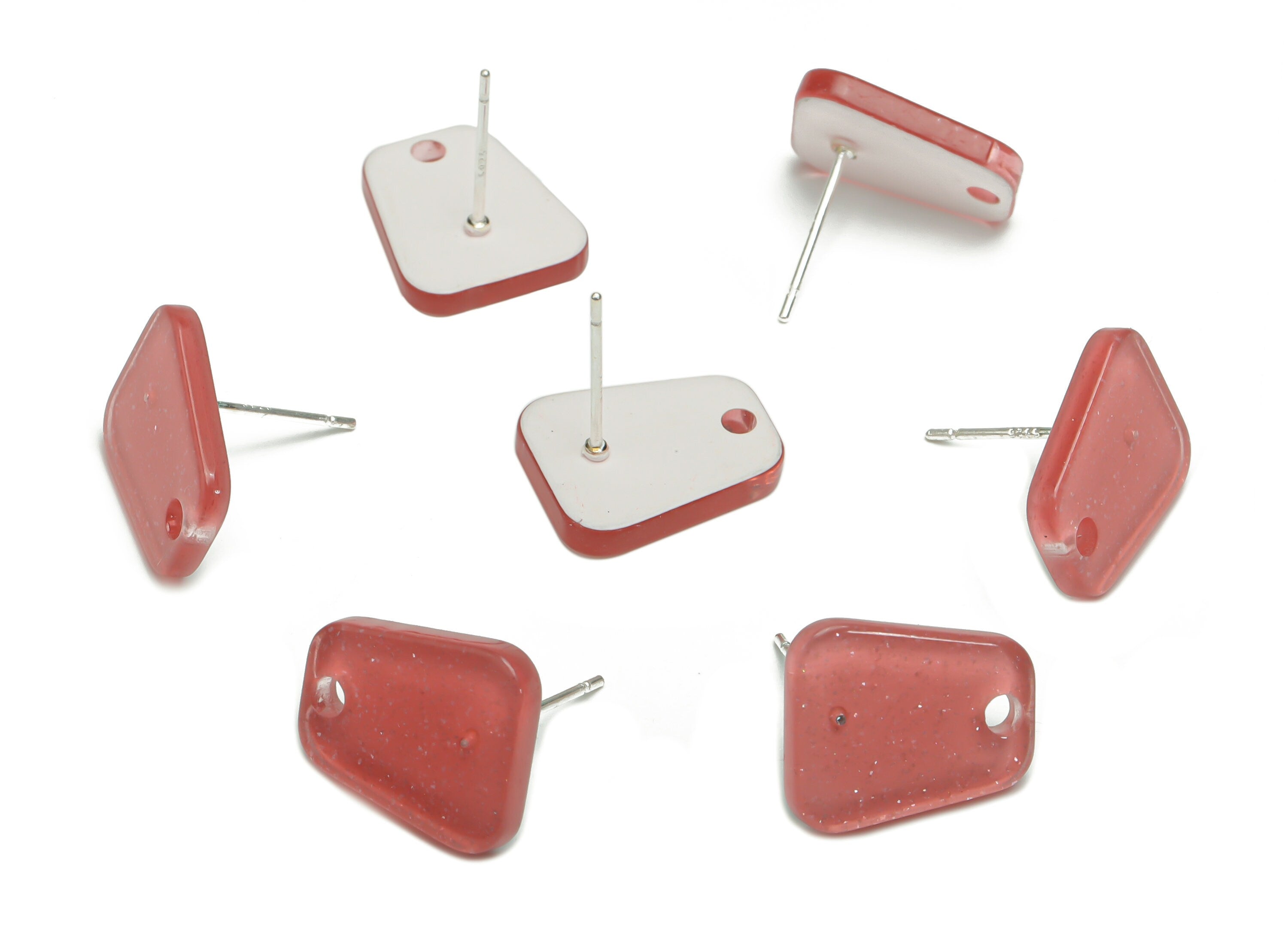 Acrylic Trapezoid Earring Stud – Acrylic Trapezoid Post - Silver Plated Cupronickel Stud - Jewelry Supplies - 14.63x12.18x2.25mm - AC2429B - DOMEDBAZAAR