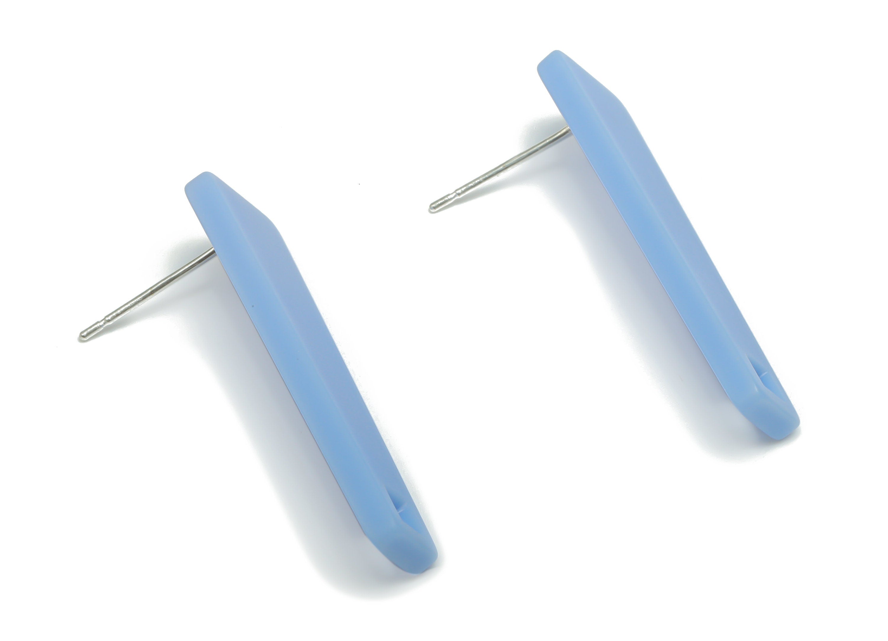 Acrylic Rapezoid Stick Earring Stud – Matte Acrylic Long Rectangle Post - Silver Plated Cupronickel Stud - 34.63x9.8x2.28mm - AC2424B - DOMEDBAZAAR