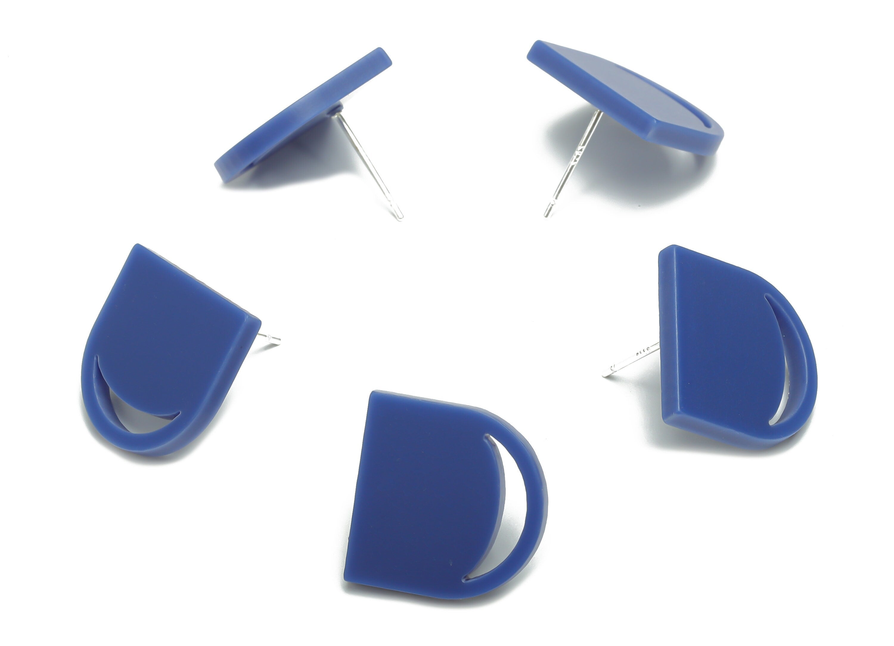 Acrylic Domed Earring Stud – Matte Acrylic Moon Post - Silver Plated Cupronickel Stud - Jewelry Supplies - 16.61x16.51x2.12mm - AC2420D - DOMEDBAZAAR