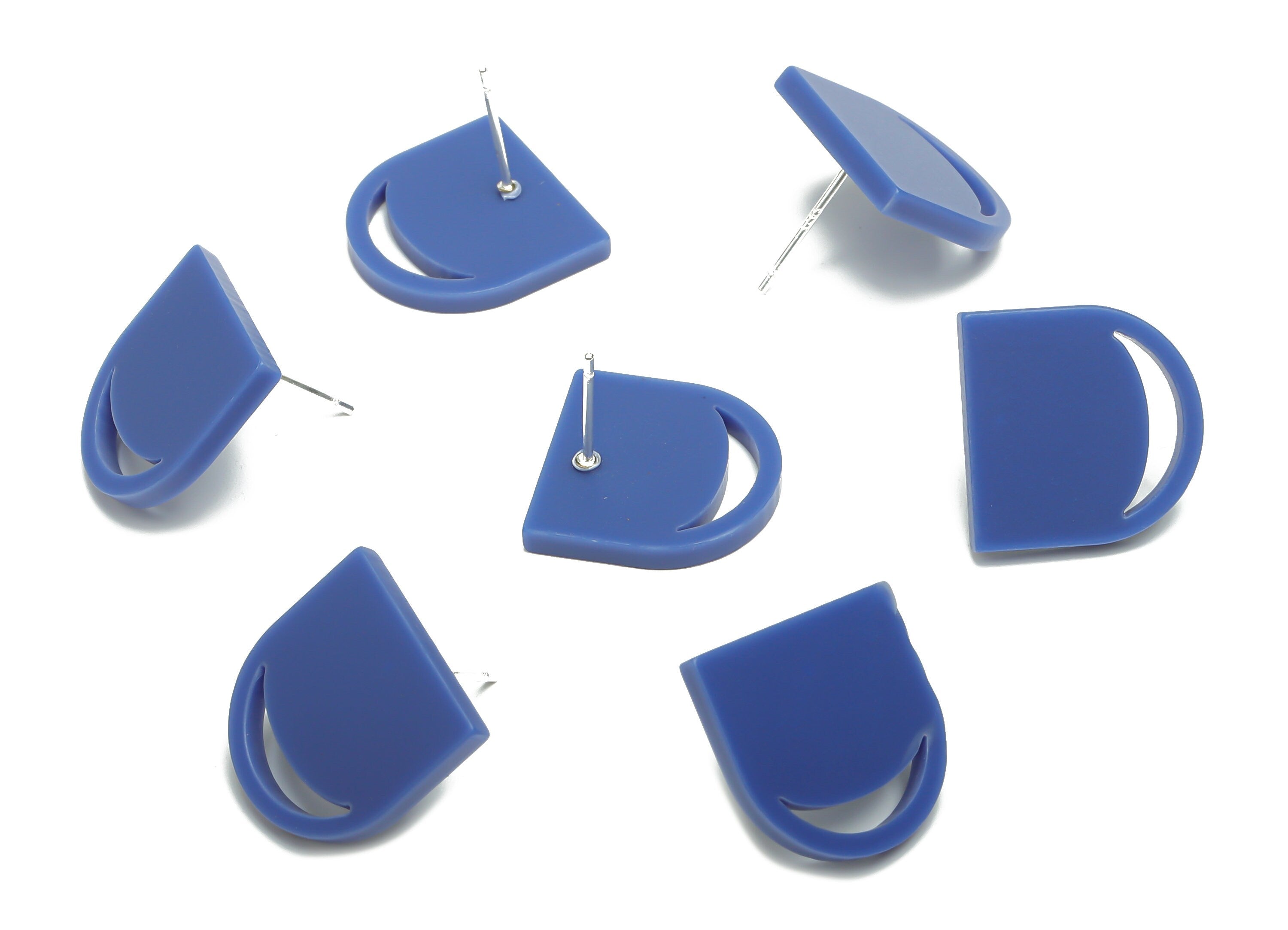 Acrylic Domed Earring Stud – Matte Acrylic Moon Post - Silver Plated Cupronickel Stud - Jewelry Supplies - 16.61x16.51x2.12mm - AC2420D - DOMEDBAZAAR