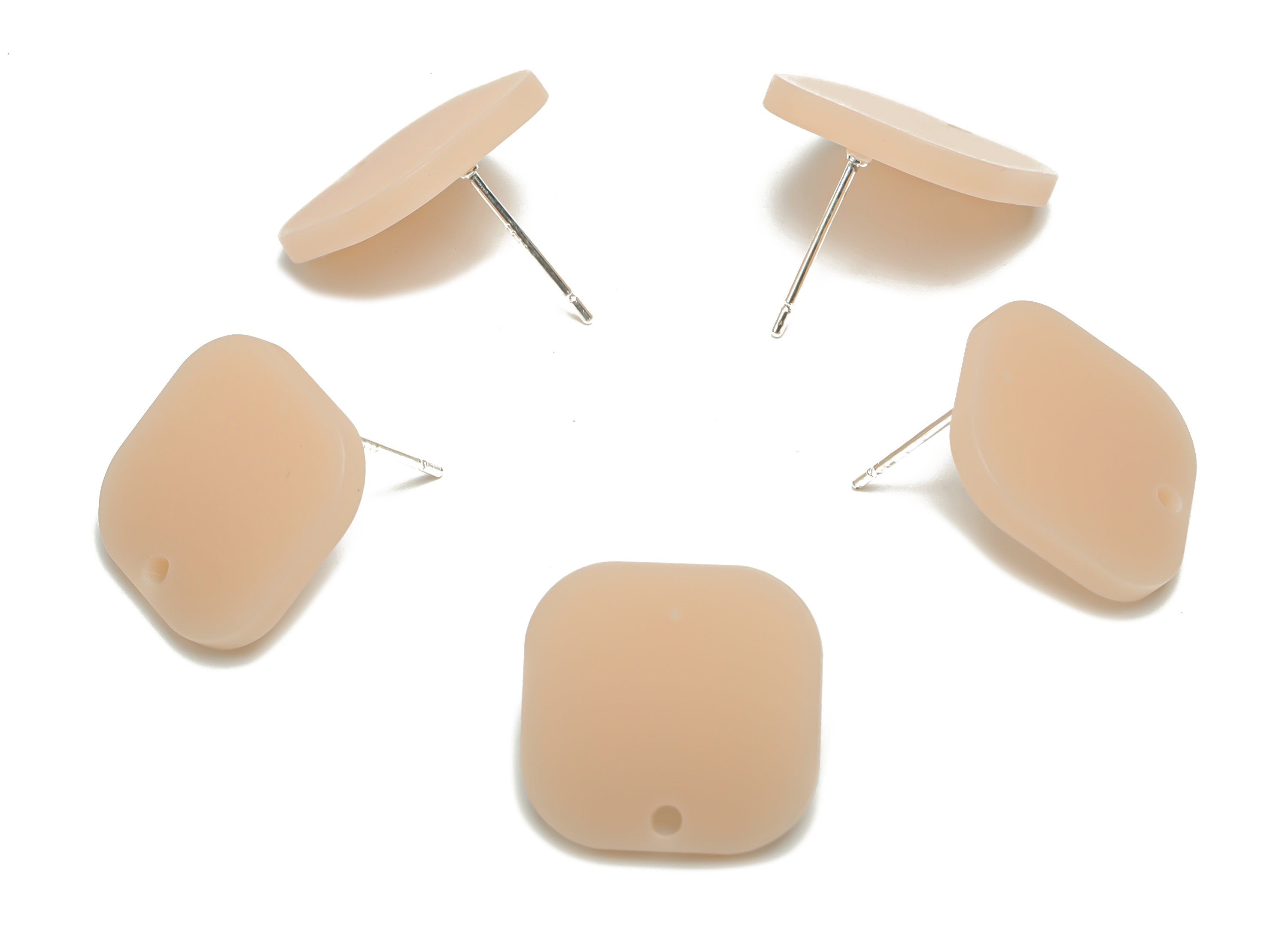 Acrylic Square Earring Stud – Matte Acrylic Square Post - Silver Plated Cupronickel Stud - Jewelry Supplies - 16.68x15.59x2.01mm - AC2430C - DOMEDBAZAAR