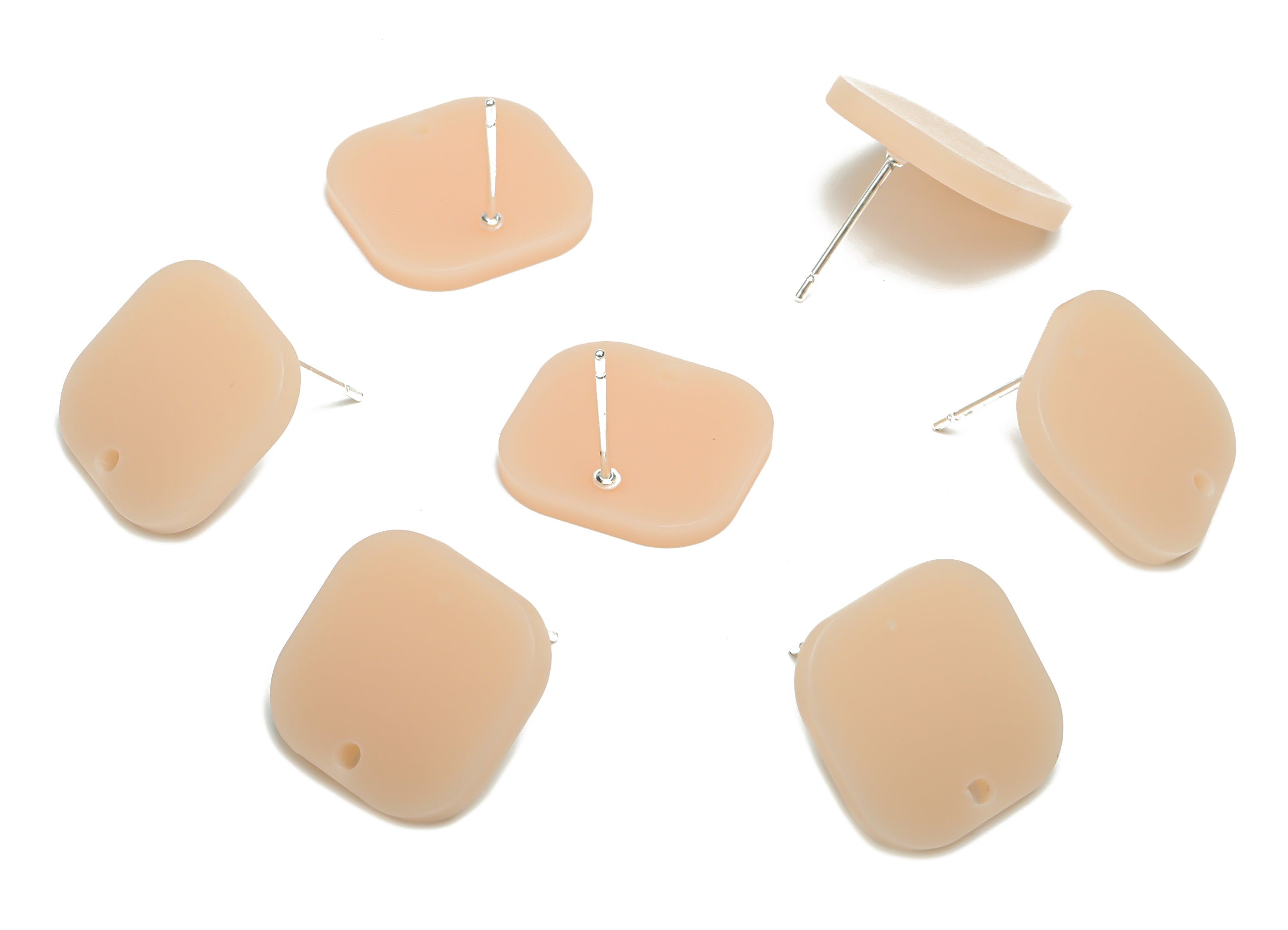 Acrylic Square Earring Stud – Matte Acrylic Square Post - Silver Plated Cupronickel Stud - Jewelry Supplies - 16.68x15.59x2.01mm - AC2430C - DOMEDBAZAAR