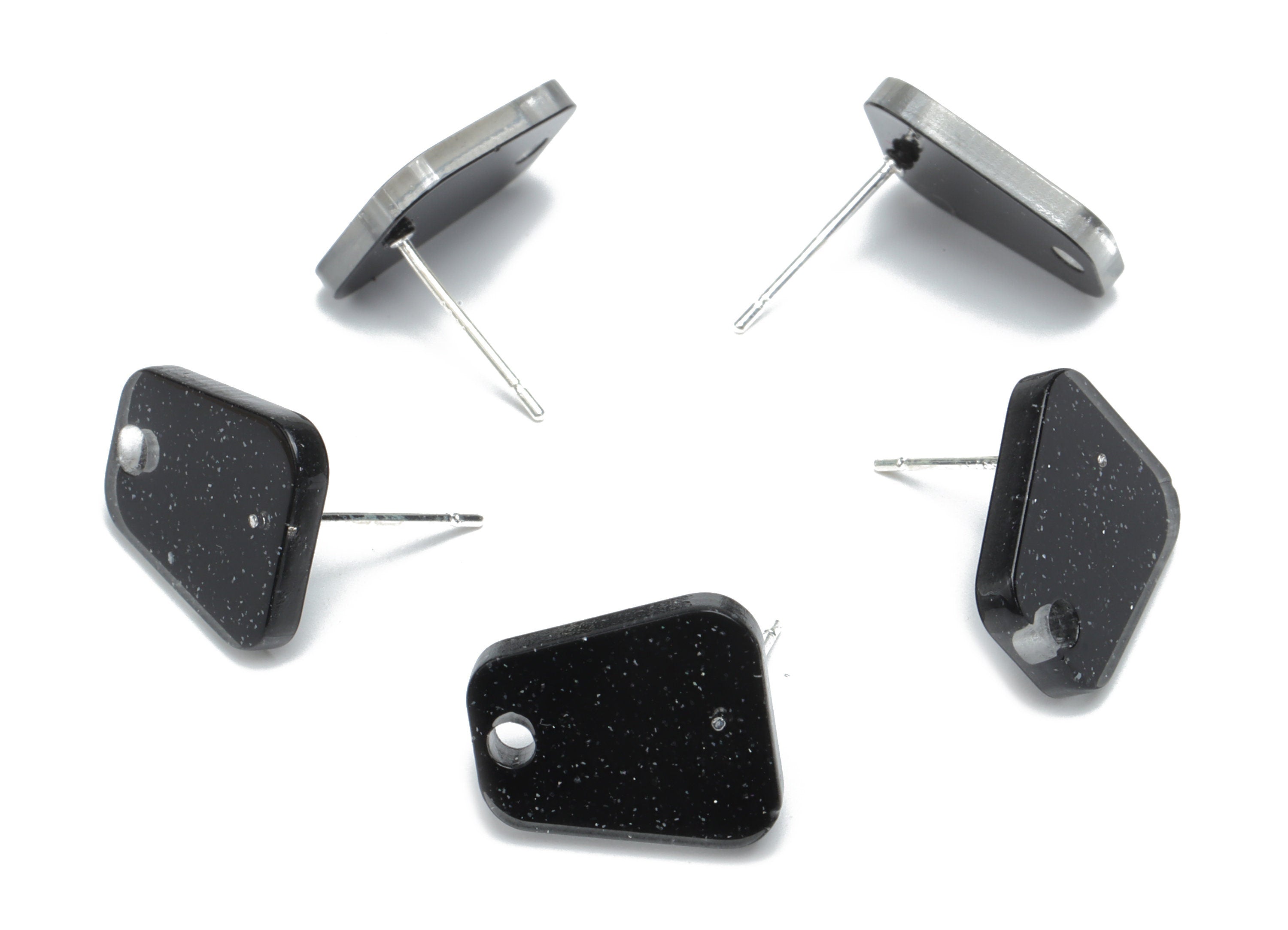 Acrylic Trapezoid Earring Stud – Acrylic Trapezoid Post - Silver Plated Cupronickel Stud - Jewelry Supplies - 14.63x12.18x2.25mm - AC2429C - DOMEDBAZAAR