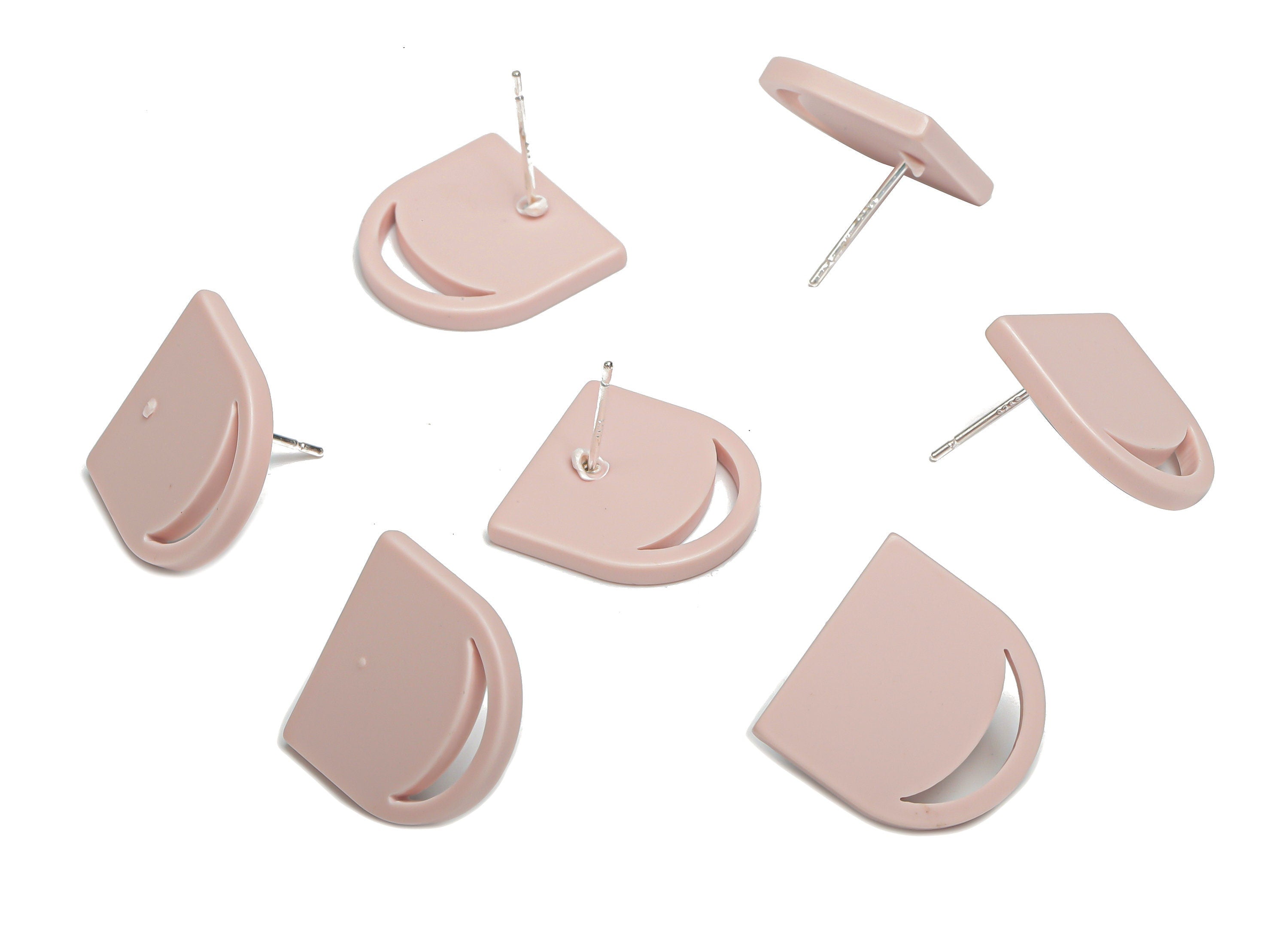 Acrylic Domed Earring Stud – Matte Acrylic Moon Post - Silver Plated Cupronickel Stud - Jewelry Supplies - 16.61x16.51x2.12mm - AC2420C - DOMEDBAZAAR