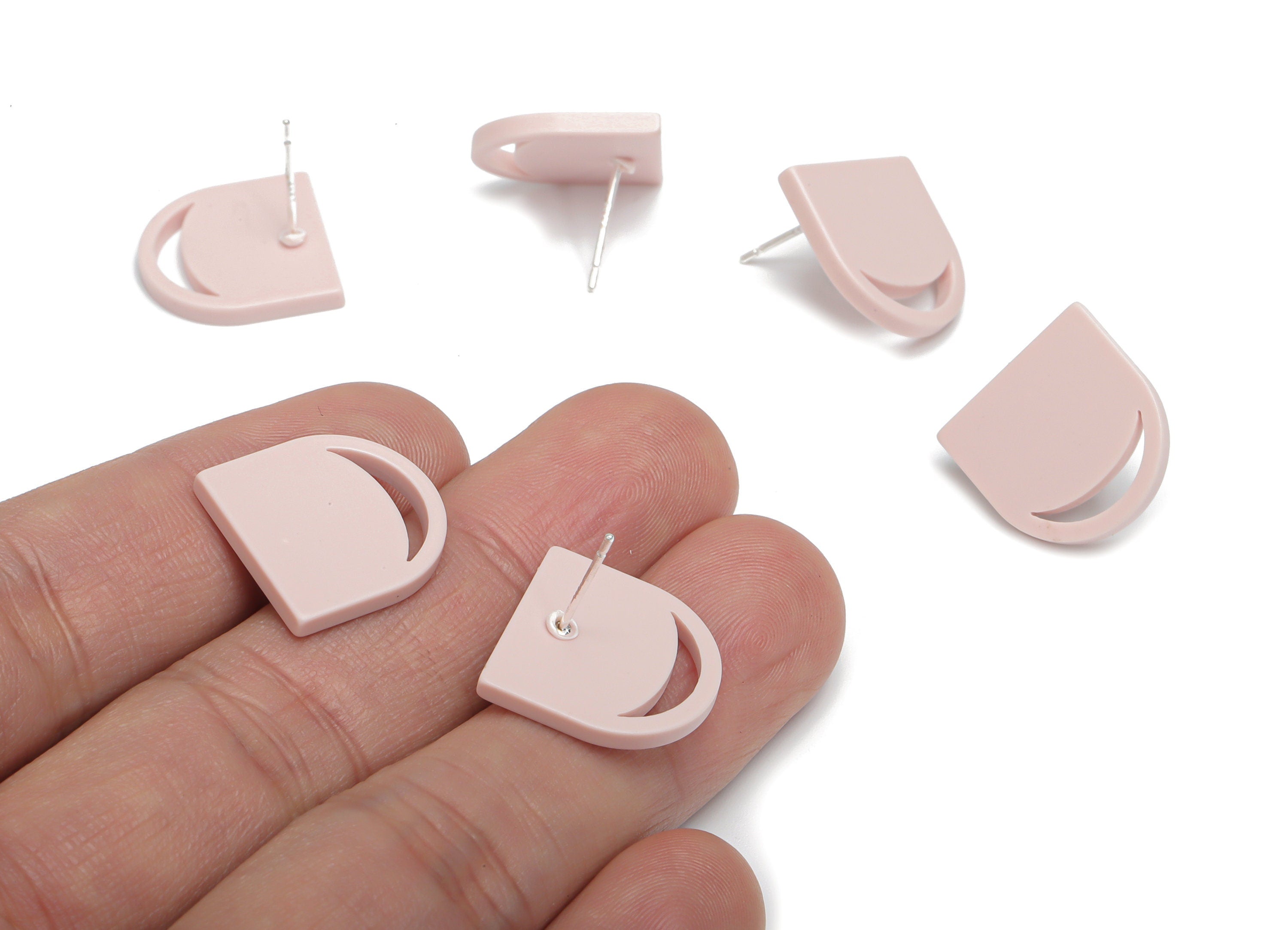 Acrylic Domed Earring Stud – Matte Acrylic Moon Post - Silver Plated Cupronickel Stud - Jewelry Supplies - 16.61x16.51x2.12mm - AC2420C - DOMEDBAZAAR