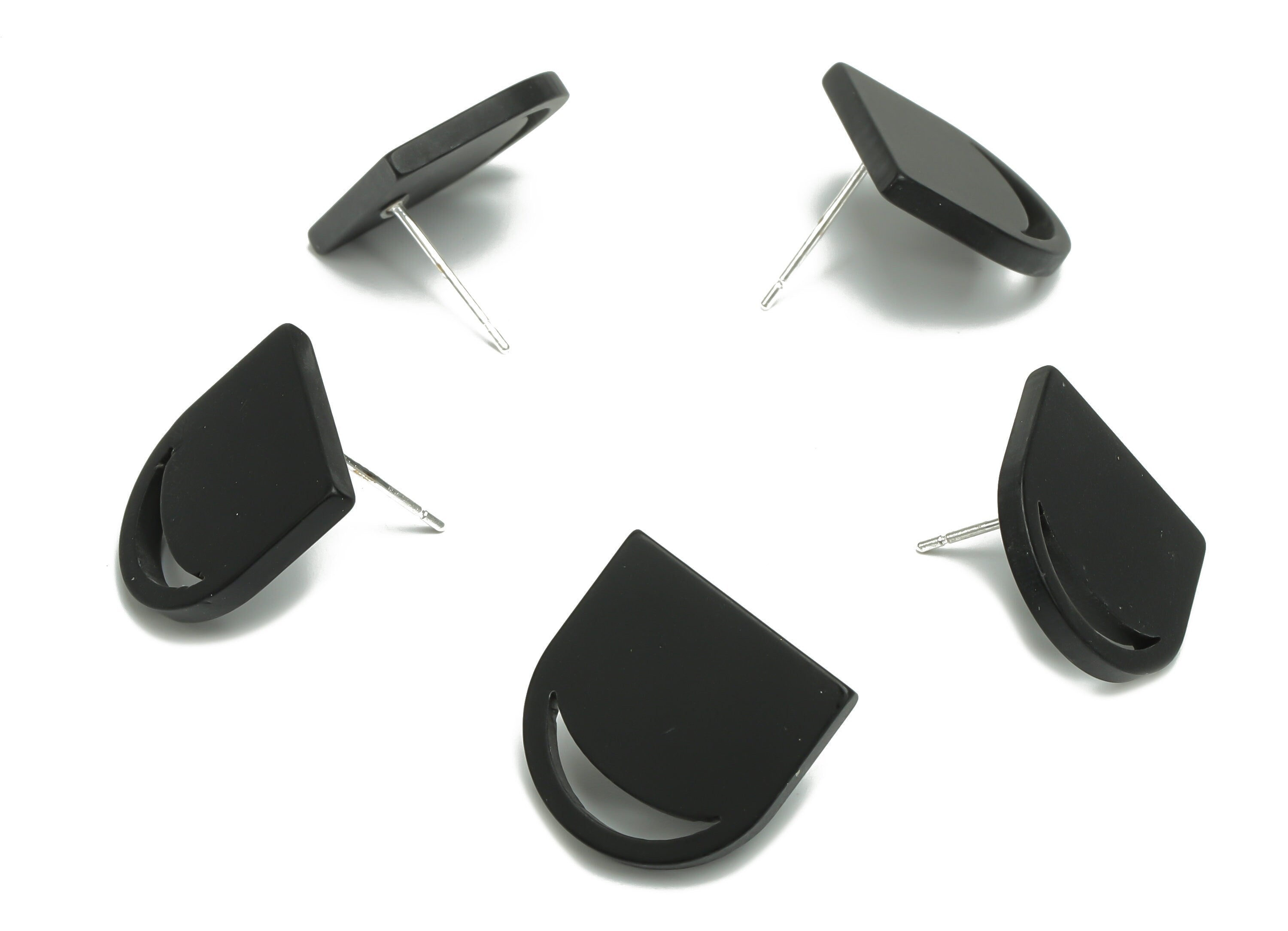 Acrylic Domed Earring Stud – Matte Acrylic Moon Post - Silver Plated Cupronickel Stud - Jewelry Supplies - 16.61x16.51x2.12mm - AC2420B - DOMEDBAZAAR