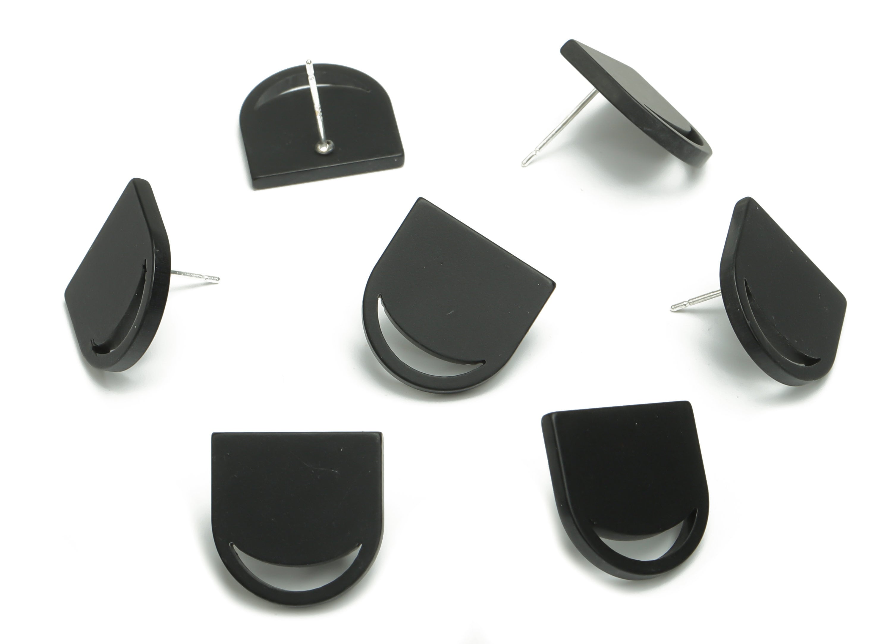 Acrylic Domed Earring Stud – Matte Acrylic Moon Post - Silver Plated Cupronickel Stud - Jewelry Supplies - 16.61x16.51x2.12mm - AC2420B - DOMEDBAZAAR